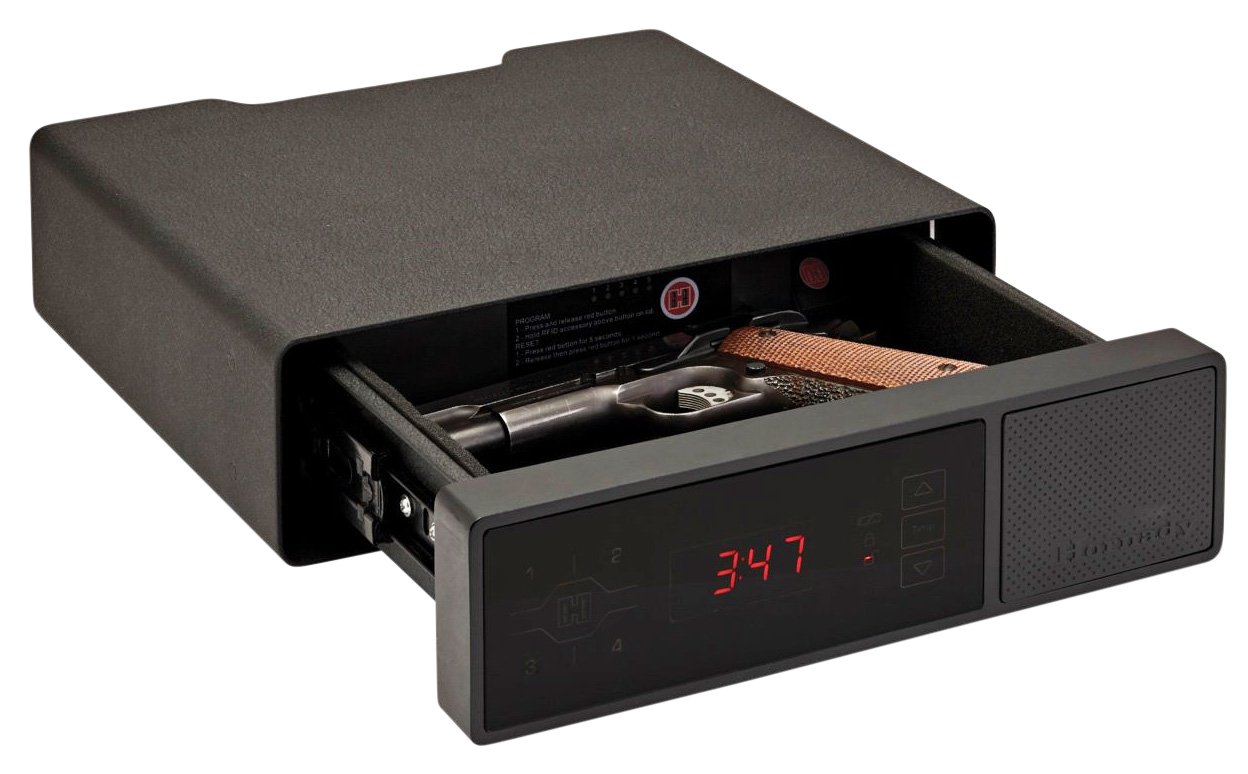 Hornady 98215 Rapid Safe Night Guard RFID,Access Code,Key Entry Black Steel Holds 1 Handgun 3" H x 12" W x 10.50" D