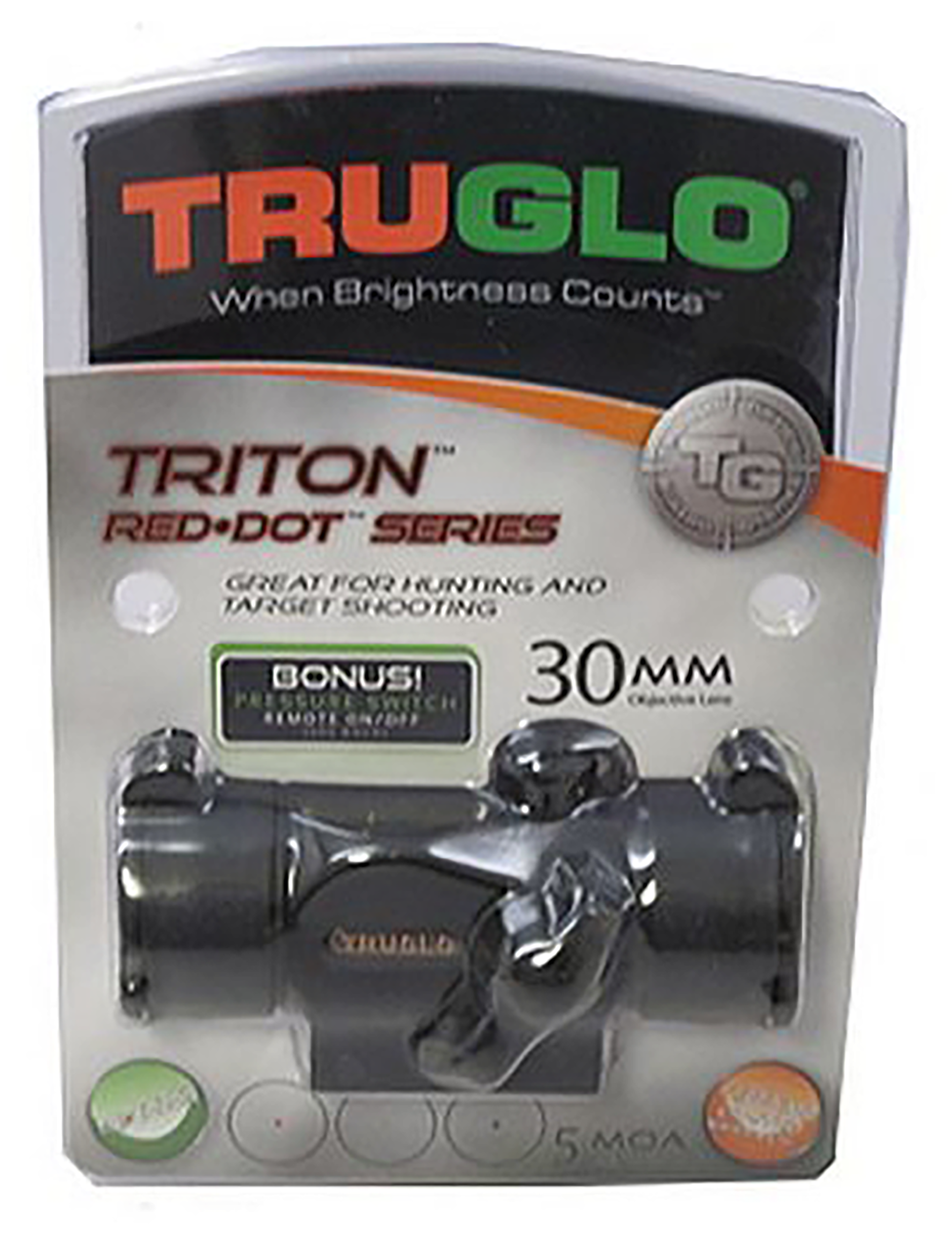 Truglo 1x30 Triton Tri-Color Red Dot Sight Matte, 5 MOA Dot (Red / Green / Blue)