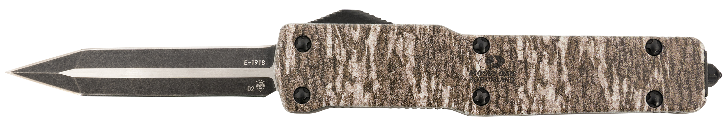 Templar Knife MAMOB121 Mossy Oak Lightweight Slim 3.16" OTF Dagger Plain Black Oxide Stonewashed Powder Coated D2 Steel Blade/ 4.93" Mossy Oak Bottomland Aged Aluminum Handle