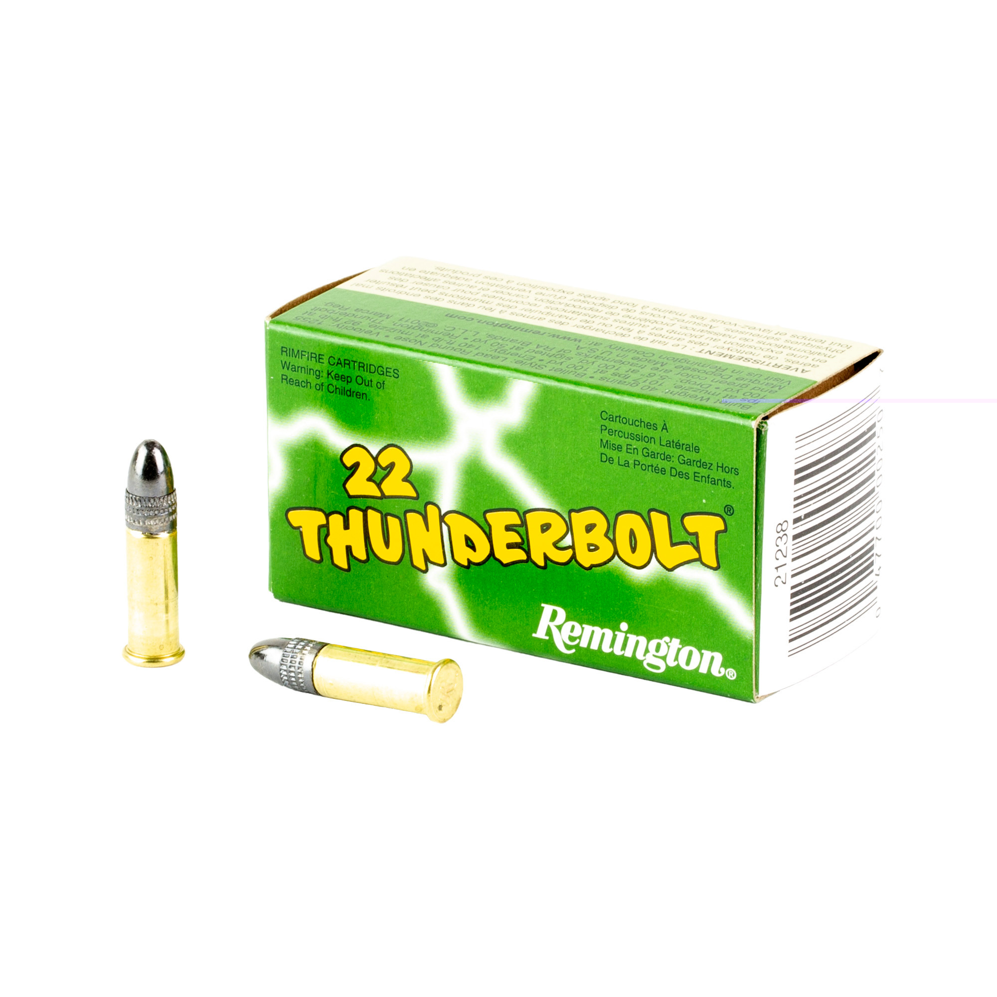 Remington Ammunition 21238 Thunderbolt Rimfire 22 LR 40 gr Round Nose (RN) 50 Per Box/ 100 Cs