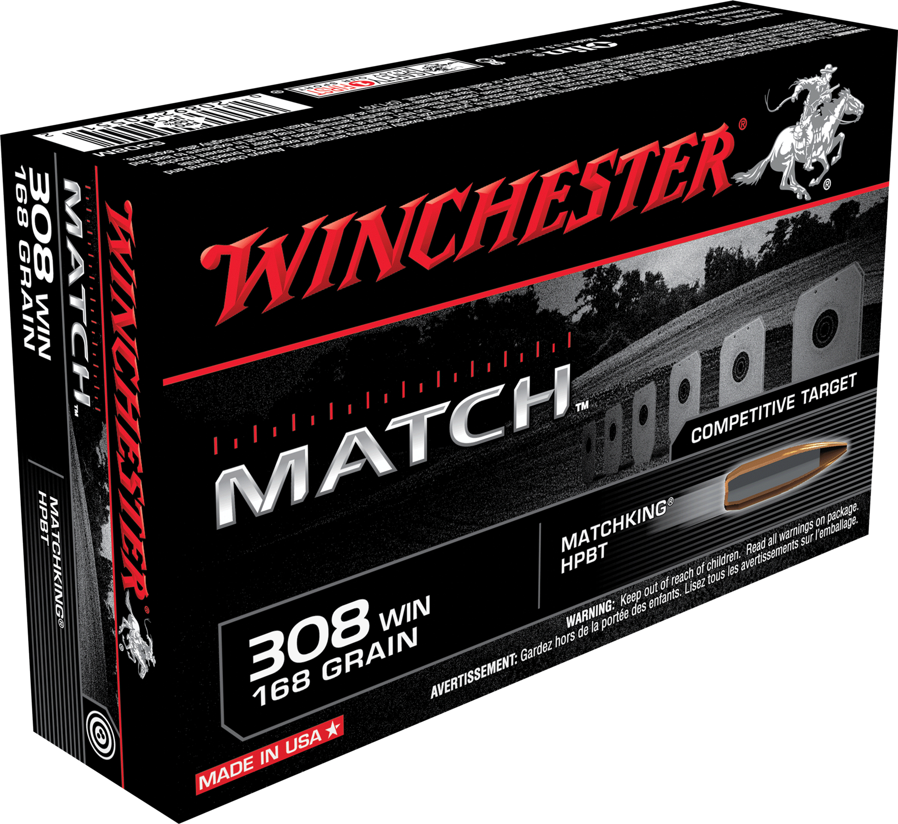 Winchester Ammo S308M Match Target 308 Win 168 gr SMBTHP20 Per Box/ 10 Cs