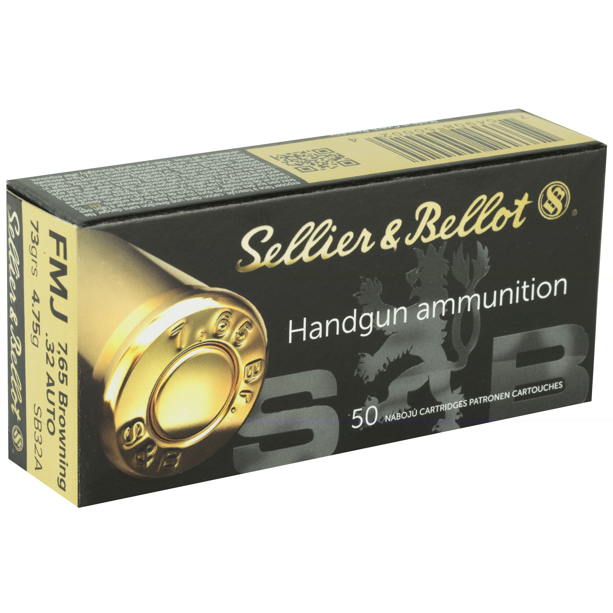 Sellier & Bellot Ammunition 32 ACP 73 Grain Full Metal Jacket Box of 50