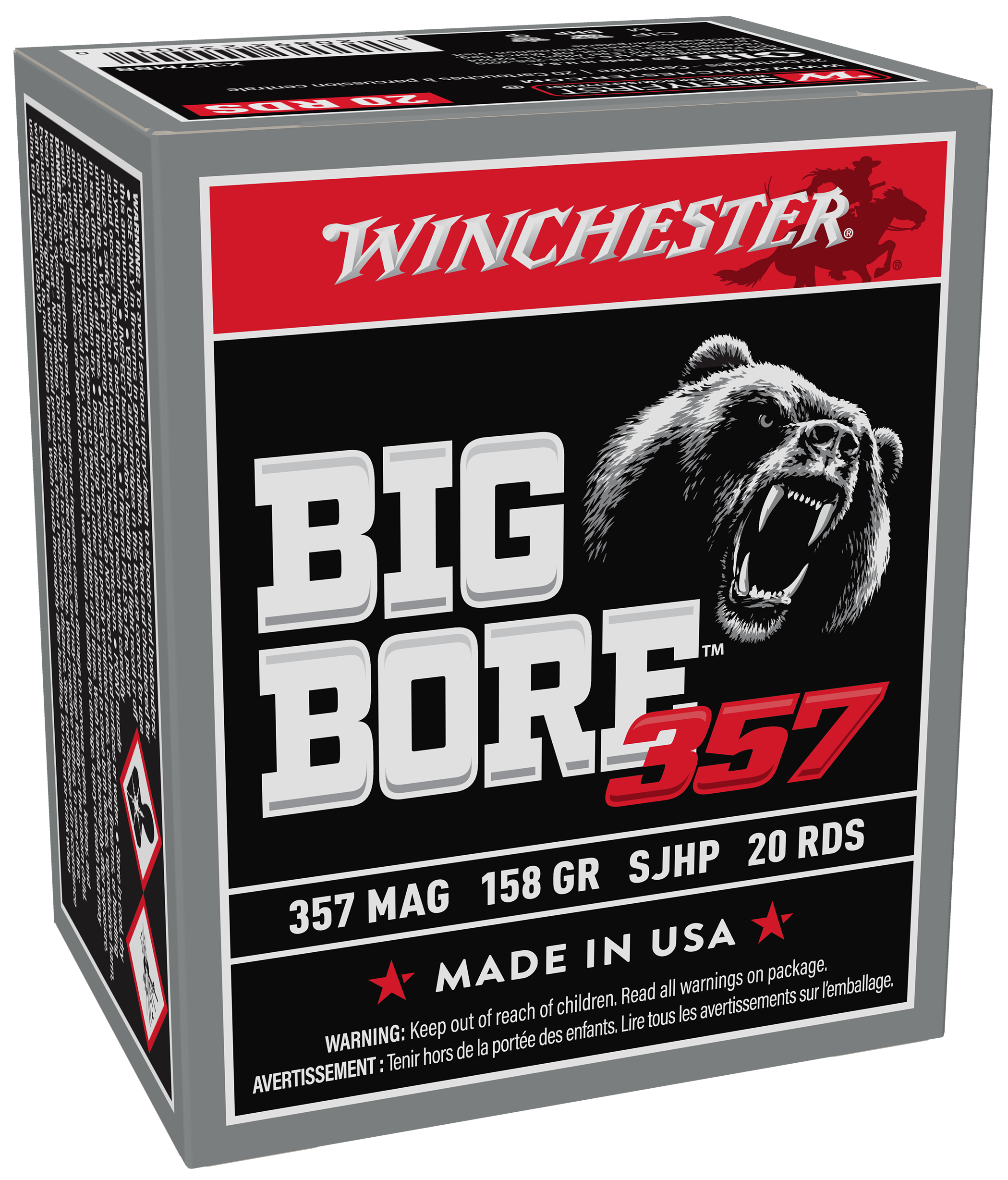 Winchester Big Bore Ammunition 44 Remington Magnum 240 Grain Semi-Jacket Hollow Point 20RD