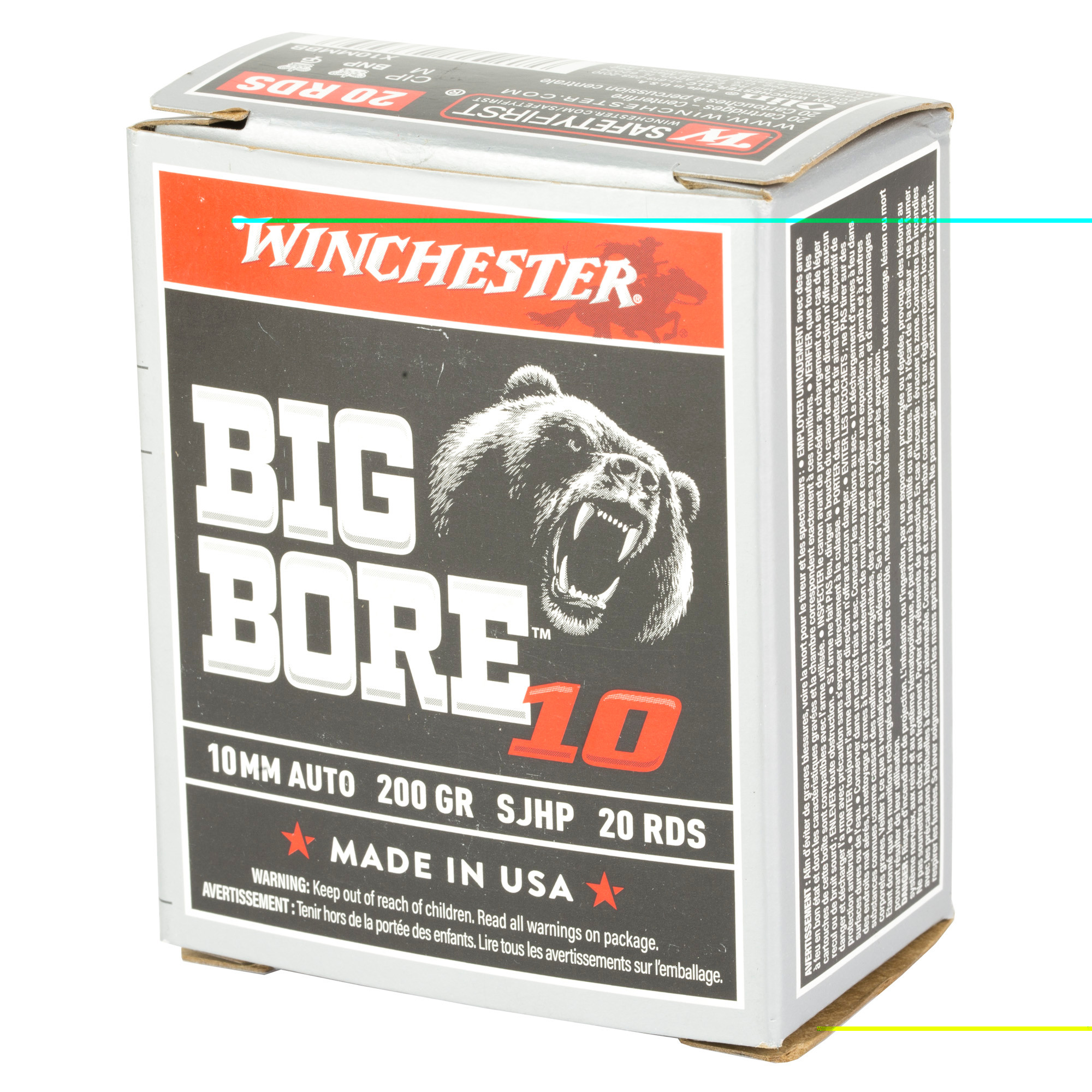Winchester Big Bore Ammunition 44 Remington Magnum 240 Grain Semi-Jacket Hollow Point 20RD