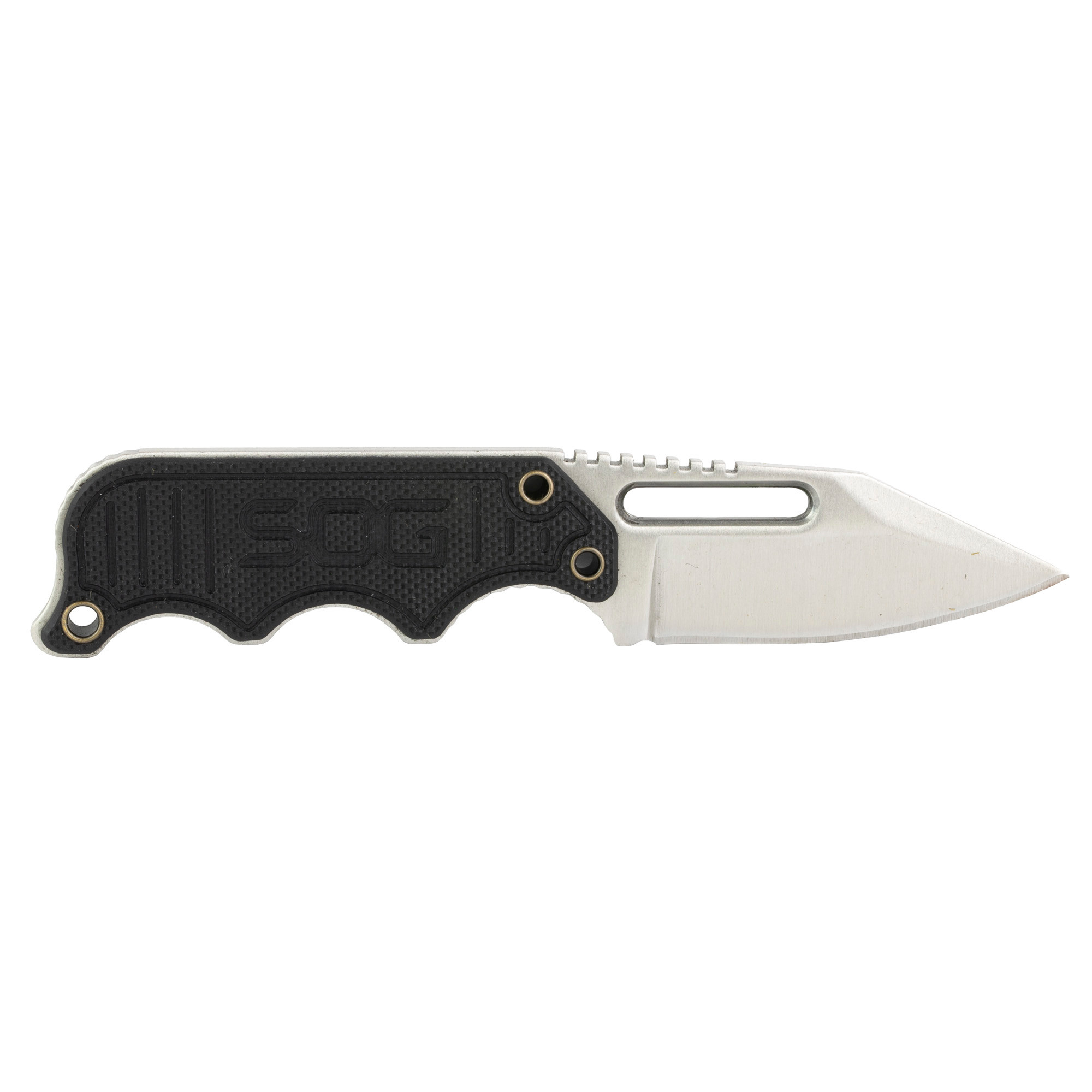 S.O.G SOGNB1002CP Instinct Mini 1.90" Fixed Clip Point Plain Satin Polished 5Cr15MoV SS Blade Black/Silver G10/SS Handle Includes Lanyard/Sheath