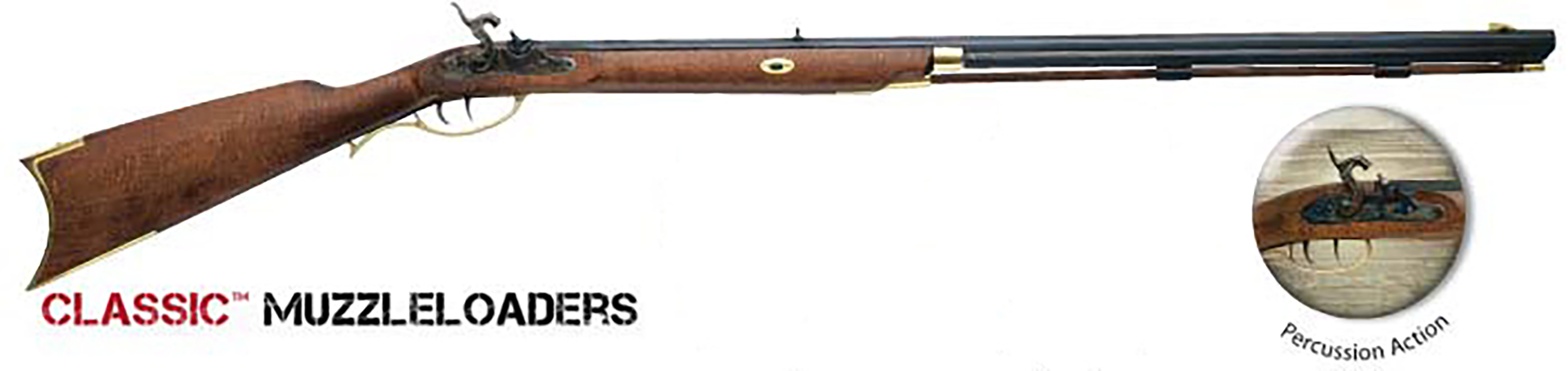 Traditions Crockett Muzzleloading Rifle 32 Caliber Percussion 32" Blued Barrel Select Hardwood Stock