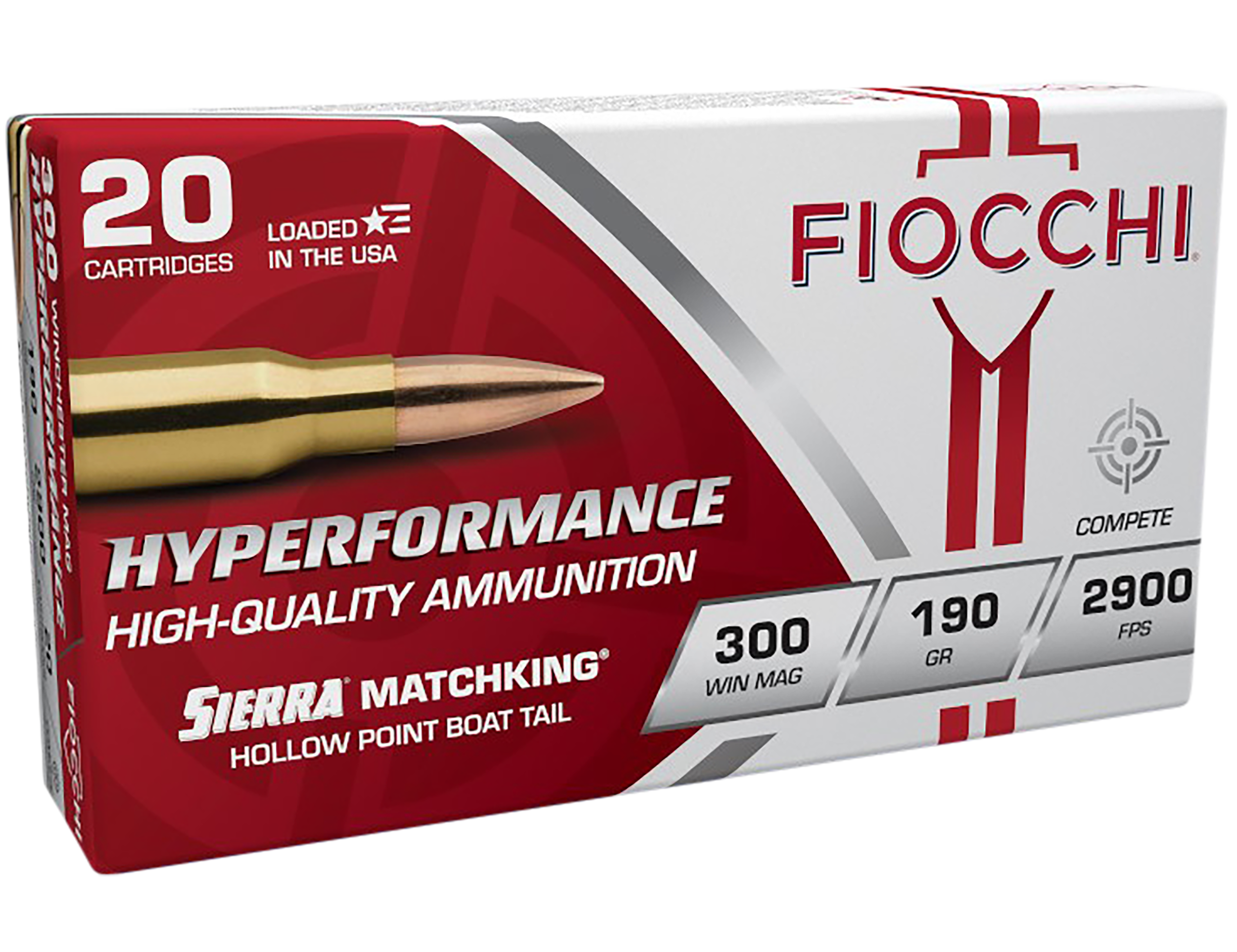 Fiocchi 300WMMKE Hyperformance Compete 300 Win Mag 190 gr Sierra MatchKing BTHP 20 Per Box/ 10 Cs