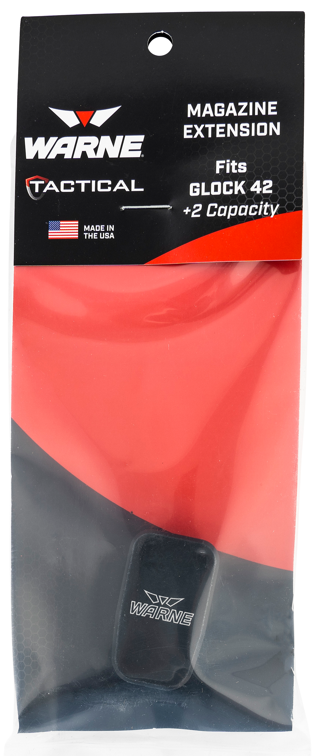 Warne MEG422BLK Magazine Extensionmade of 6061-T6 Aluminum with Hardcoat Anodized Black Finish for Glock 42 Magazines (Adds 2rds)