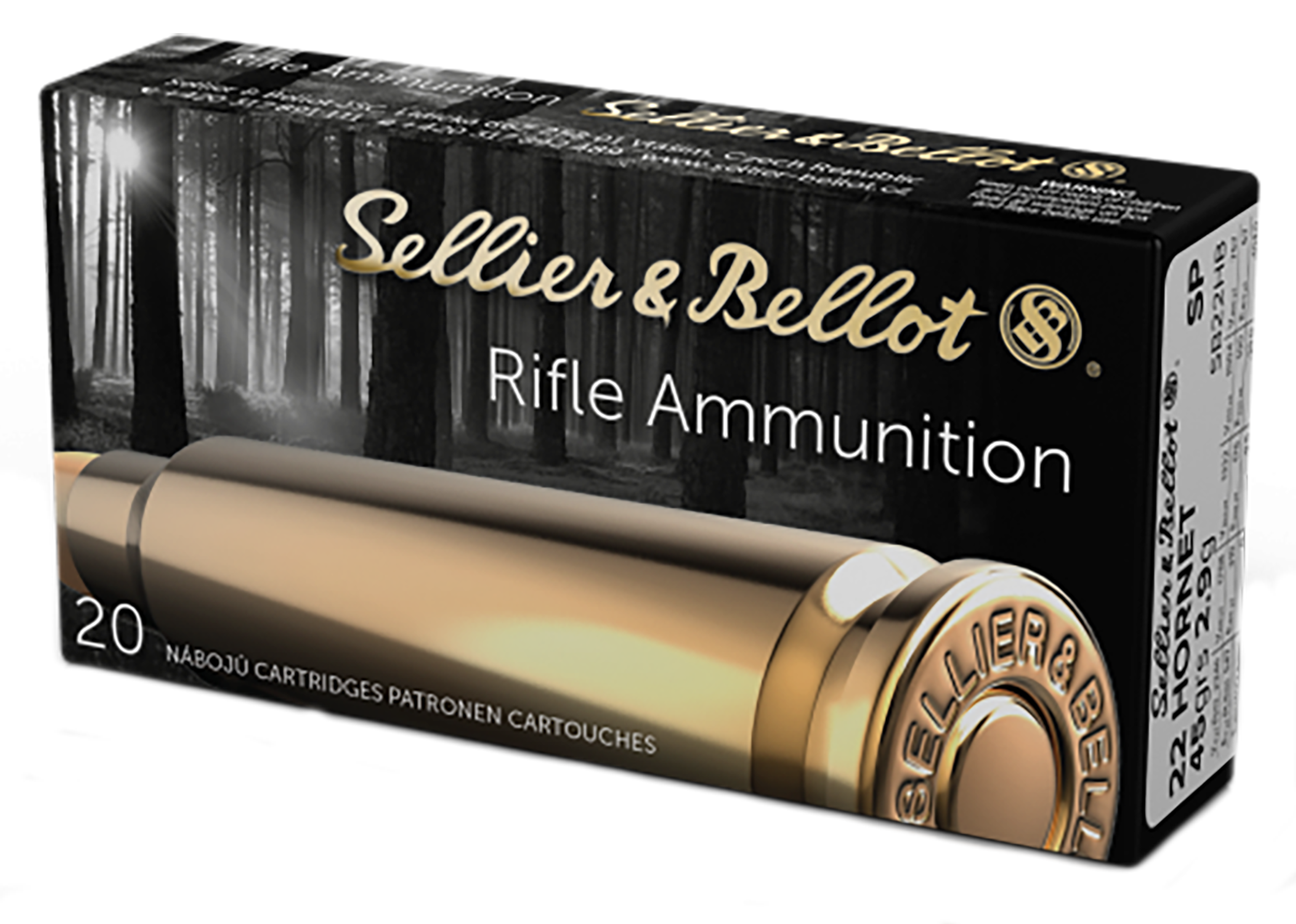 Sellier & Bellot Ammunition 22 Hornet 45 Grain Soft Point 20RD