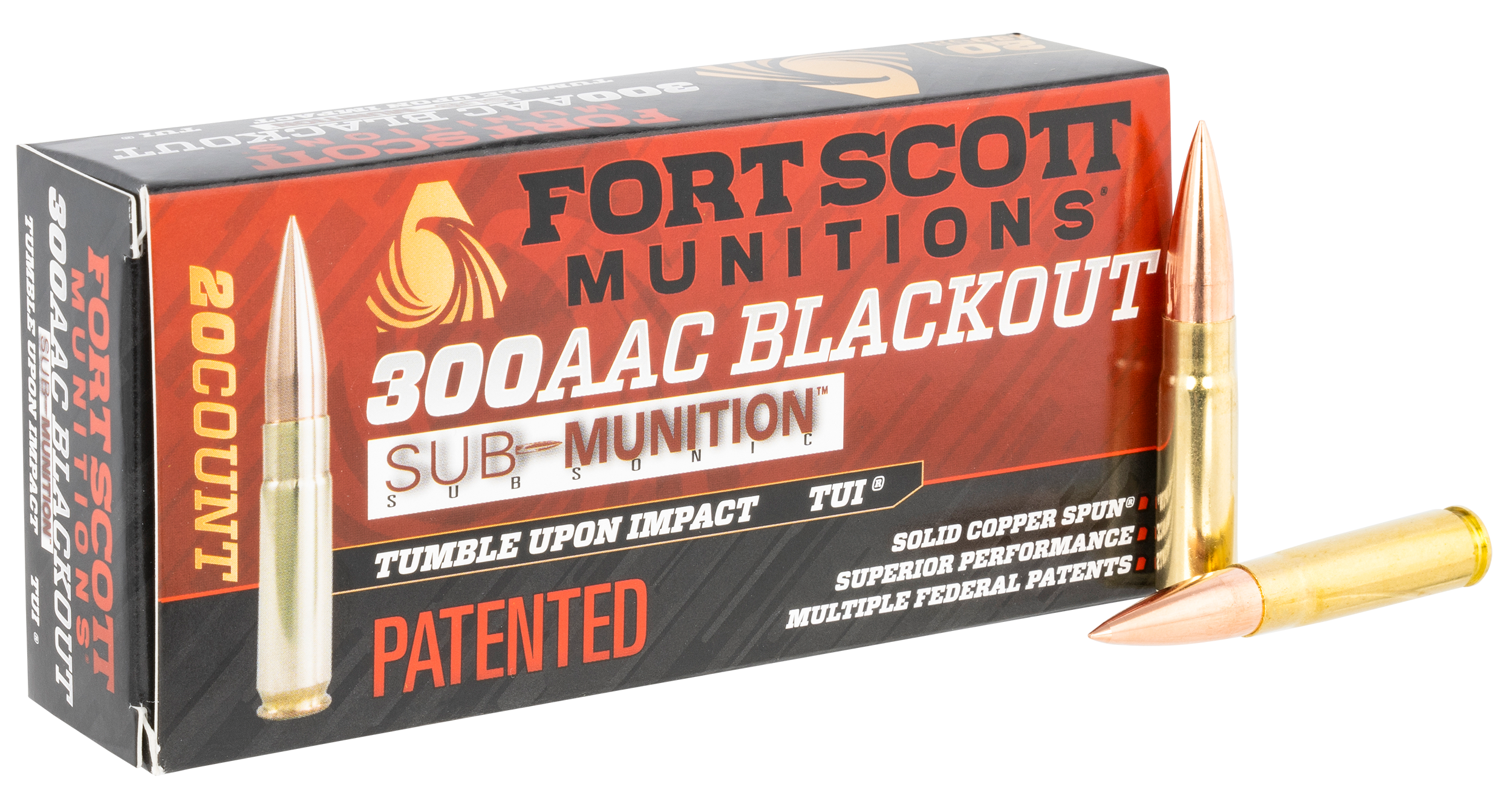 Fort Scott Munitions 300190SCVSS Tumble Upon Impact (TUI) Rifle 300 Blackout 190 gr Solid Copper Spun (SCS) 20rd Bx