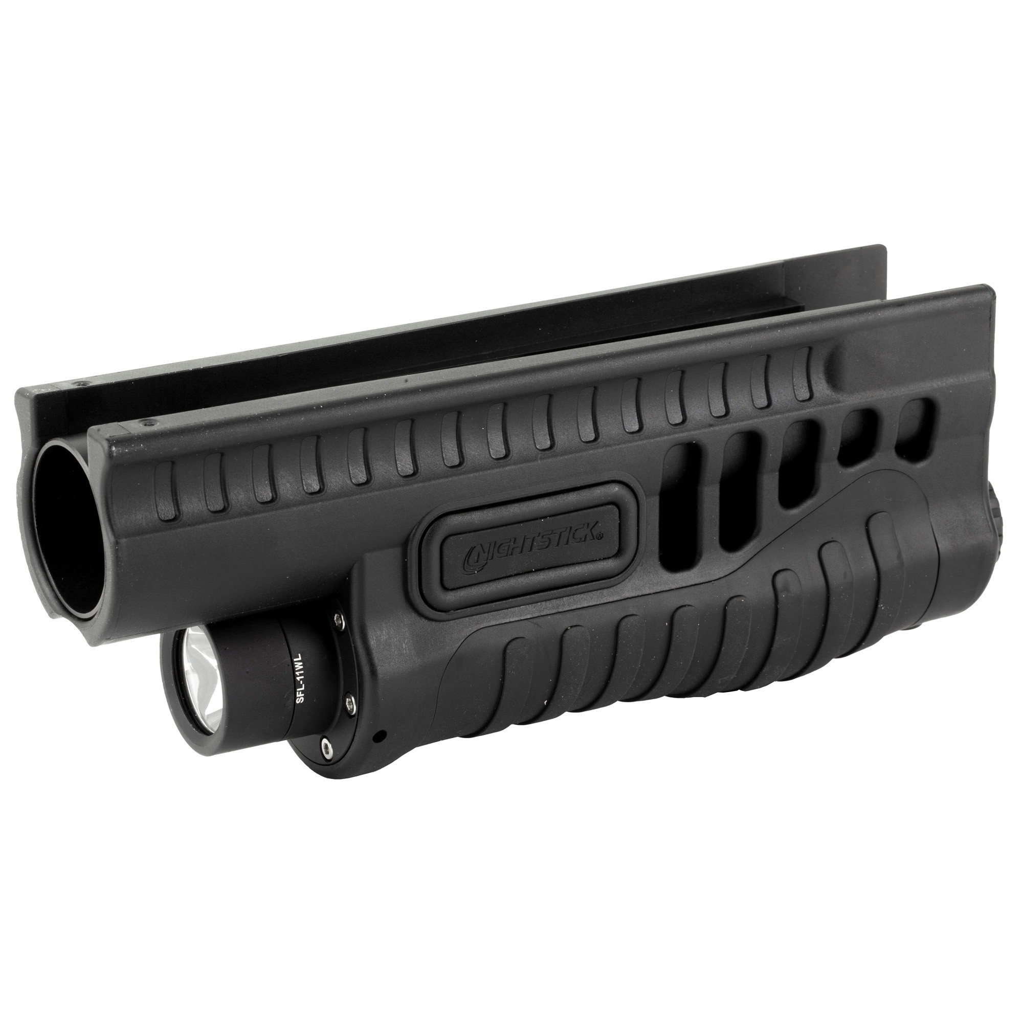 Nightstick SFL11WL SFL Forend Light Black Nylon w/Over-Molded Grip 12 Gauge Mossberg 500/590/ 590A1/Shockwave 1200 Lumens White LED Bulb 203 Meters Beam