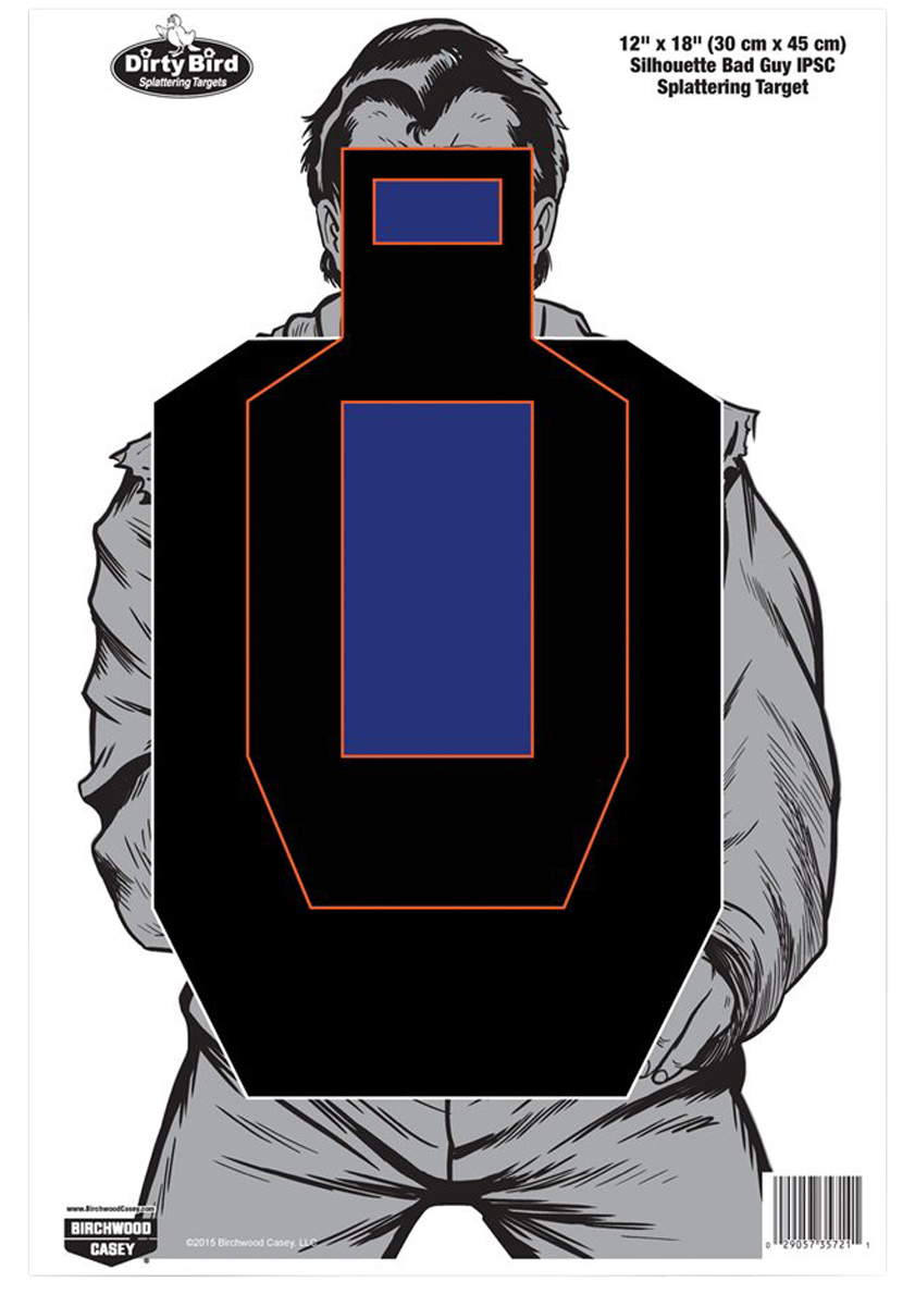 Birchwood Casey 35728 Dirty Bird Bad Guy Silhouette Tagboard Hanging Universal 12" x 18" Black/Blue/White 8 Per Pkg