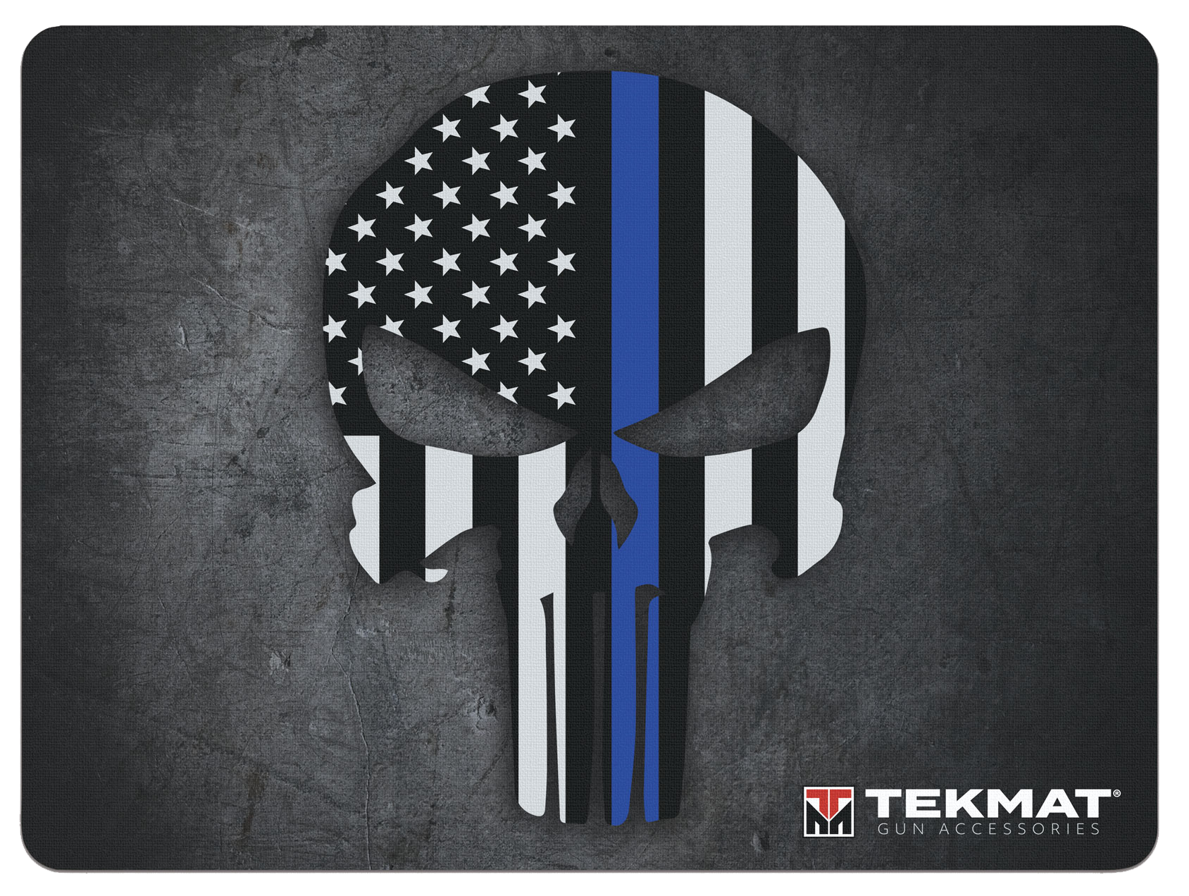 TekMat TEKR20PUNISHER Blue Line Punisher Ultra Cleaning Mat Black/White/Blue Rubber 20" Long Blue Line Punisher Skull