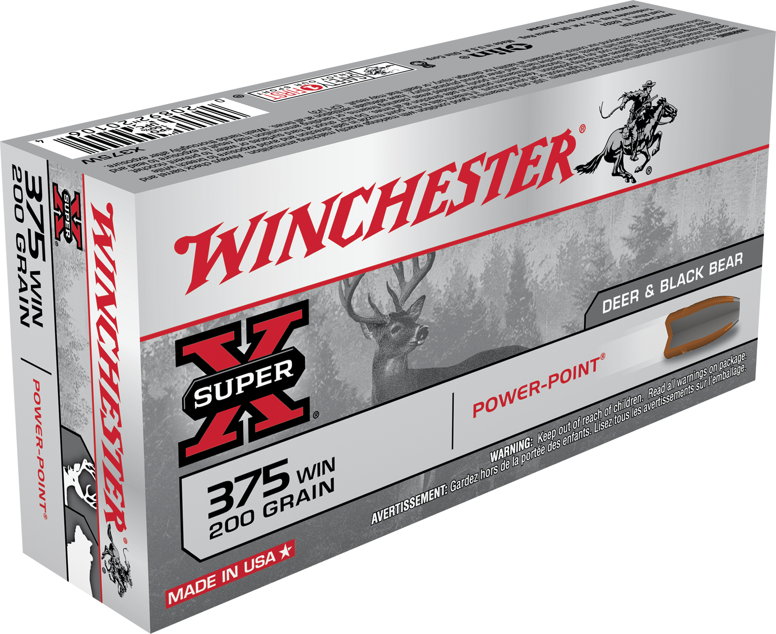 Winchester Power Point Ammunition 375 Winchester 200 Grain Power-Point 20RD