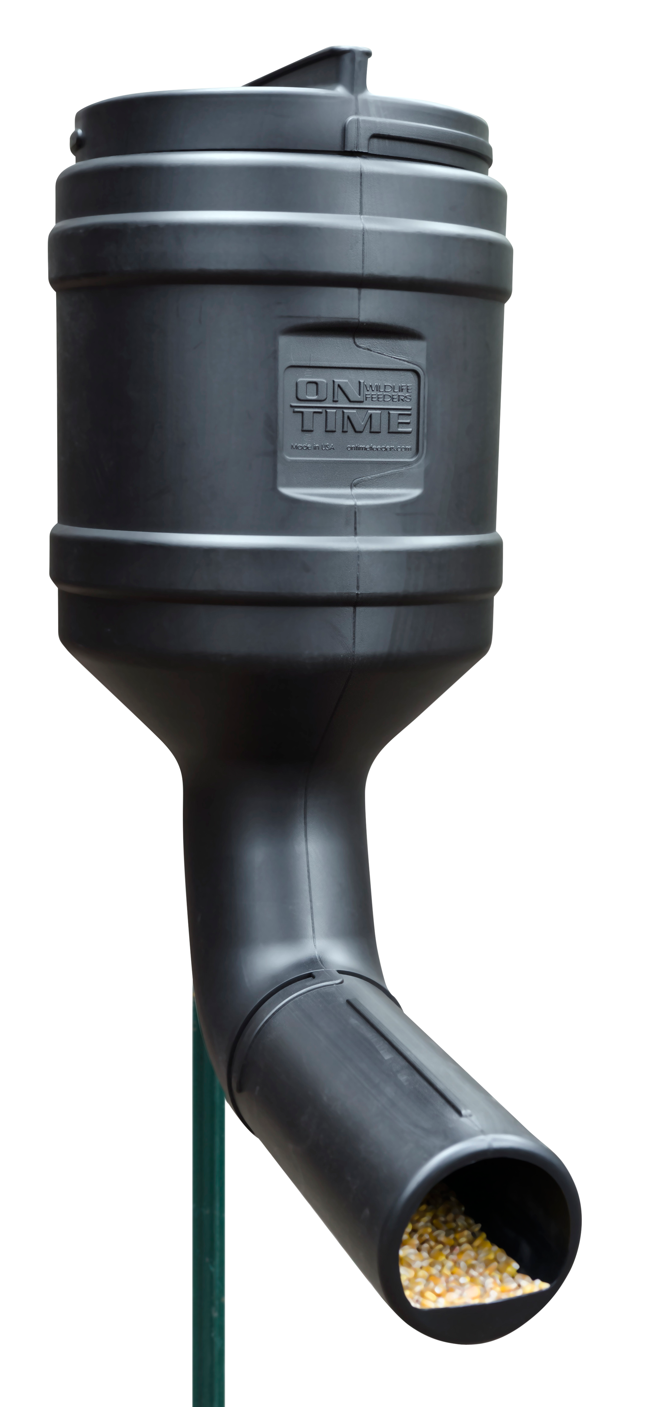 On Time 71800 T-Post Gravity Feeder made of UV Resistant Polyethylene with 80 lbs Capacity, Black Finish & Multi Mounting Options Includes Mounting Bracket