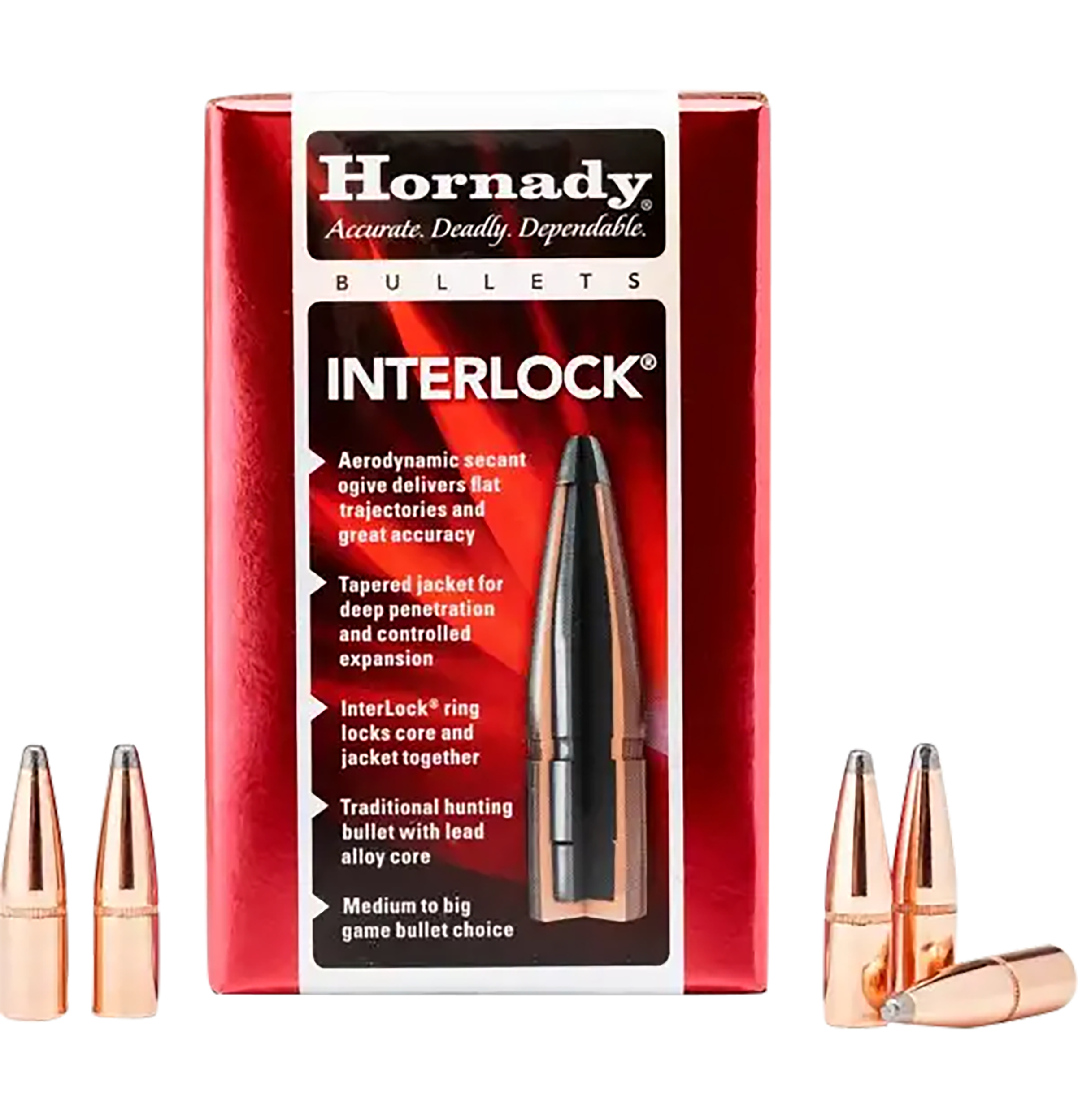 Hornady InterLock Bullets 8mm (323 Diameter) 170 Grain Round Nose Box of 100