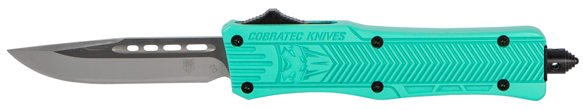 CobraTec Knives STFCTK1SDNS CTK-1Small 2.75" OTF Drop Point Plain D2 Steel Blade/Tiffany Blue Aluminum Handle Features Glass Breaker Includes Pocket Clip