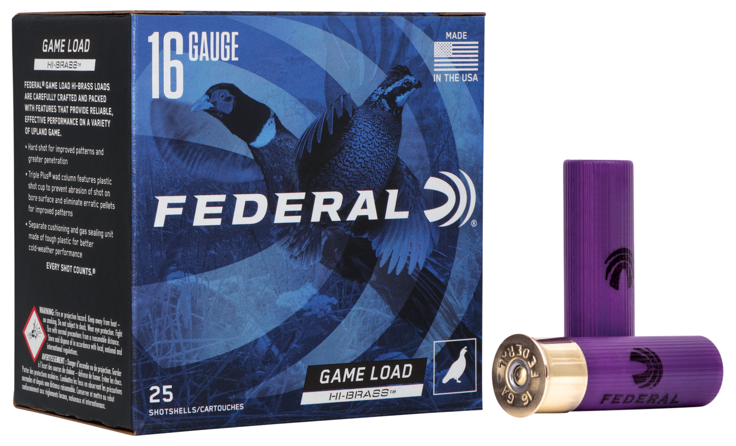 Federal H1634 Game-Shok High Brass 16 Gauge 2.75" 1 1/8 oz 1295 fps 4 Shot 25ea