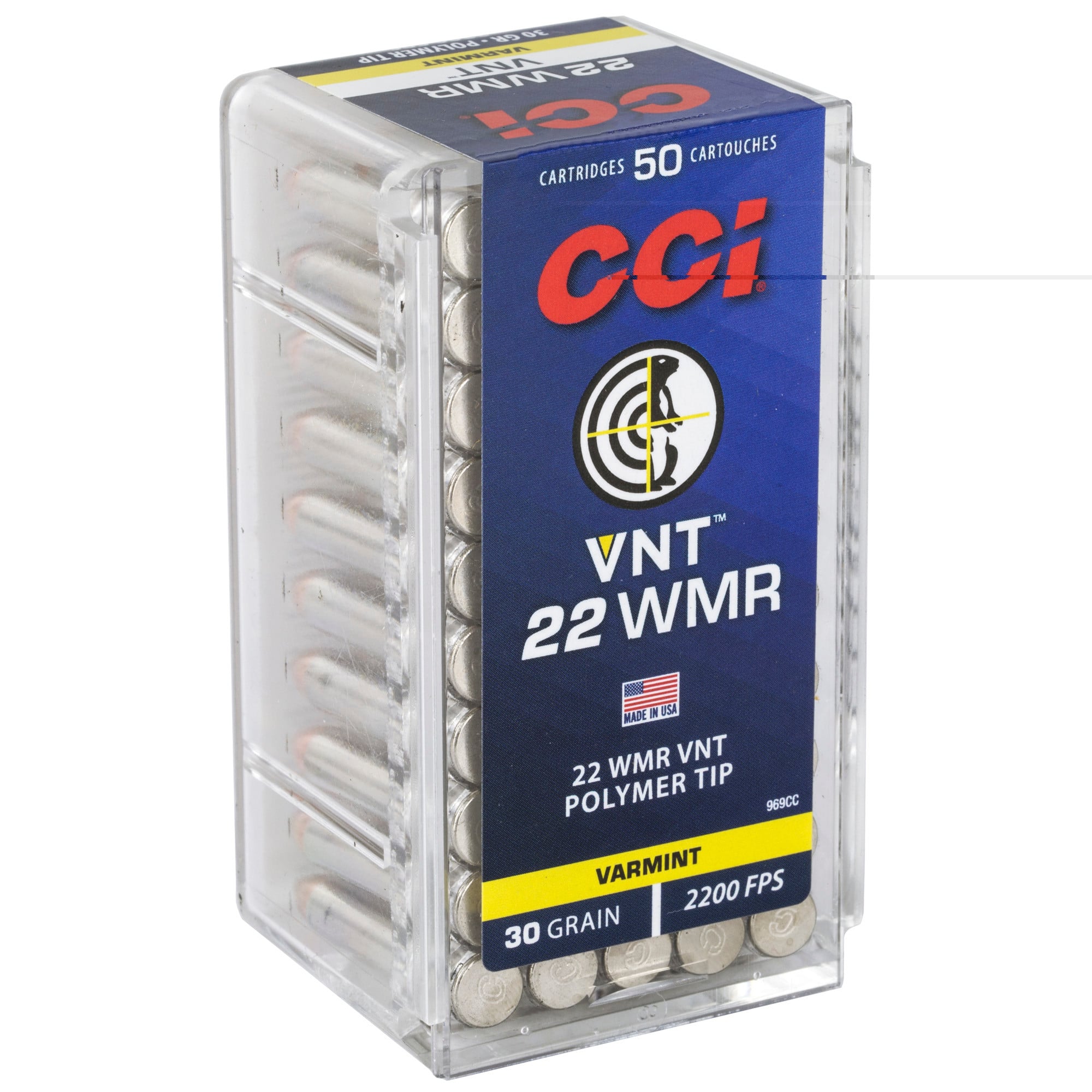 CCI Varmint Ammunition 22 Winchester Magnum Rimfire (WMR) 30 Grain Speer VNT