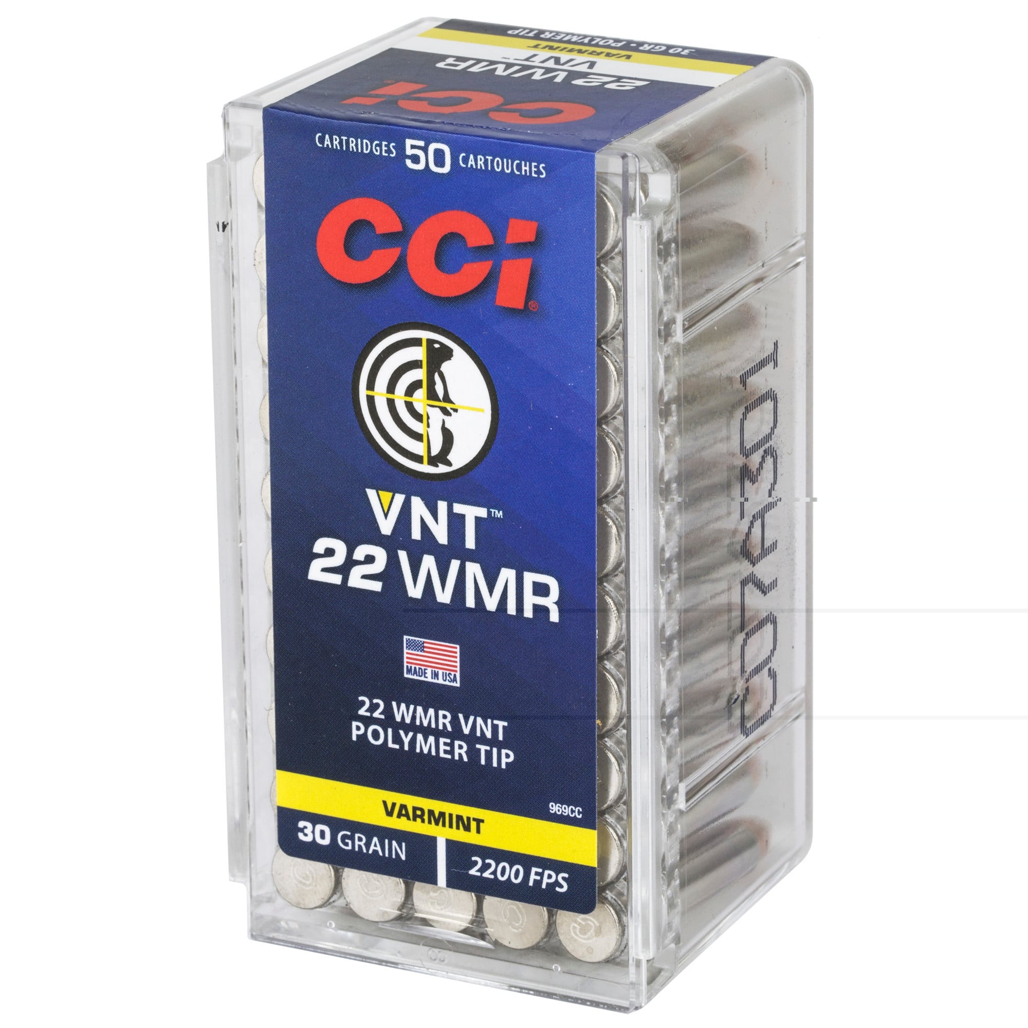 CCI Varmint Ammunition 22 Winchester Magnum Rimfire (WMR) 30 Grain Speer VNT