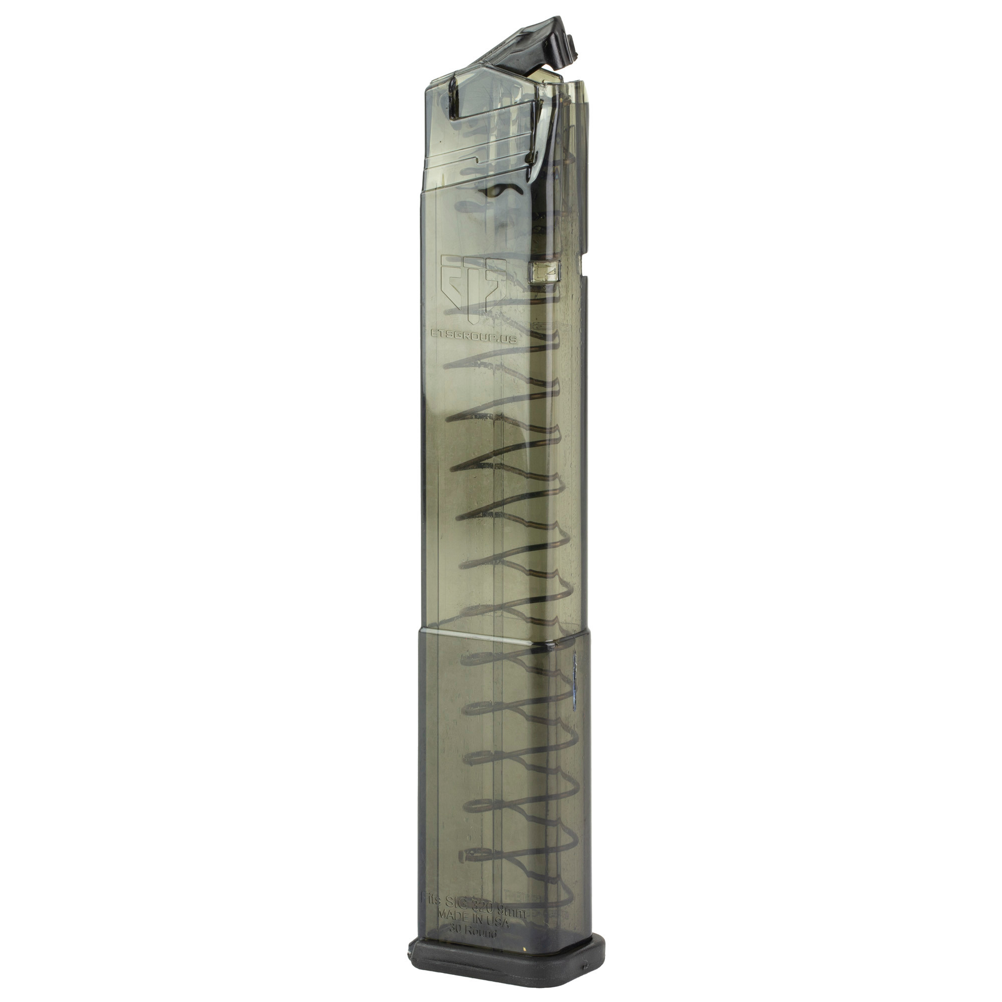 ETS Group SMKSG932030 Pistol Mags30rd Extended 9mm Luger Fits Sig P320 Smoke Polymer