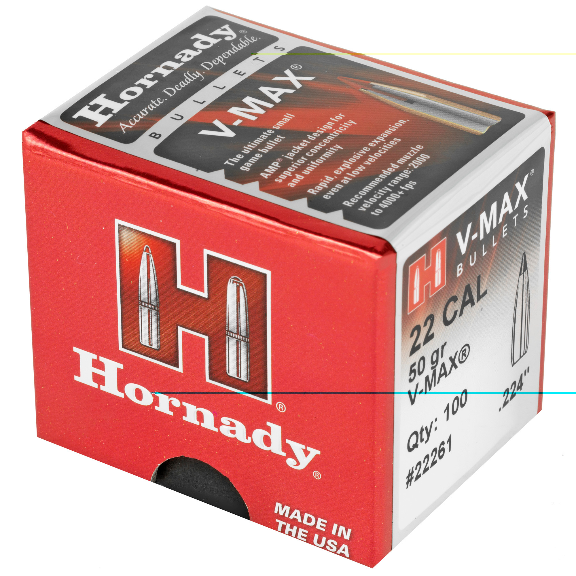 Hornady V-MAX Bullets 22 Caliber (224 Diameter) 50 Grain Boat Tail