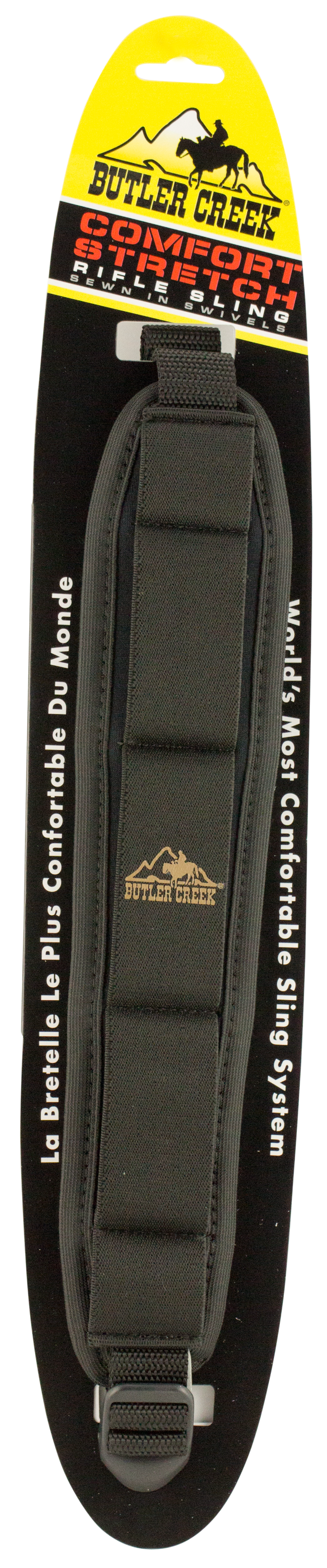 Butler Creek 81013 Comfort Stretch Sling made of Black Neoprene with Non-Slip Grippers, Adjustable Design & QD Swivels for Rifles