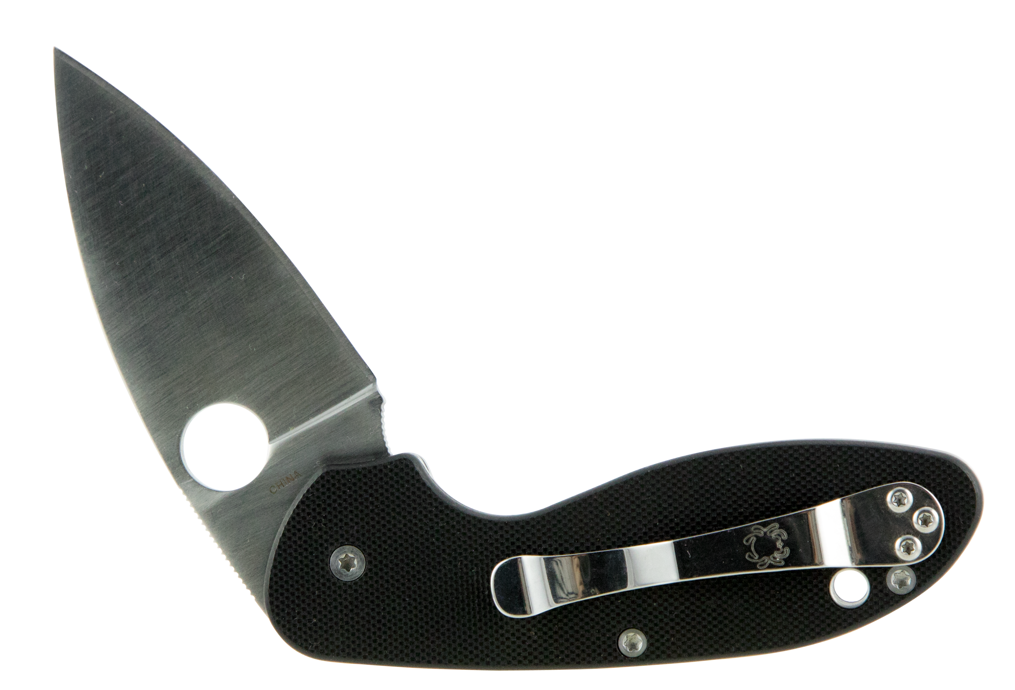 Spyderco C216GP Efficient2.98" Folding Drop Point Plain 8Cr13MoV SS Blade Black G10 Handle Includes Pocket Clip