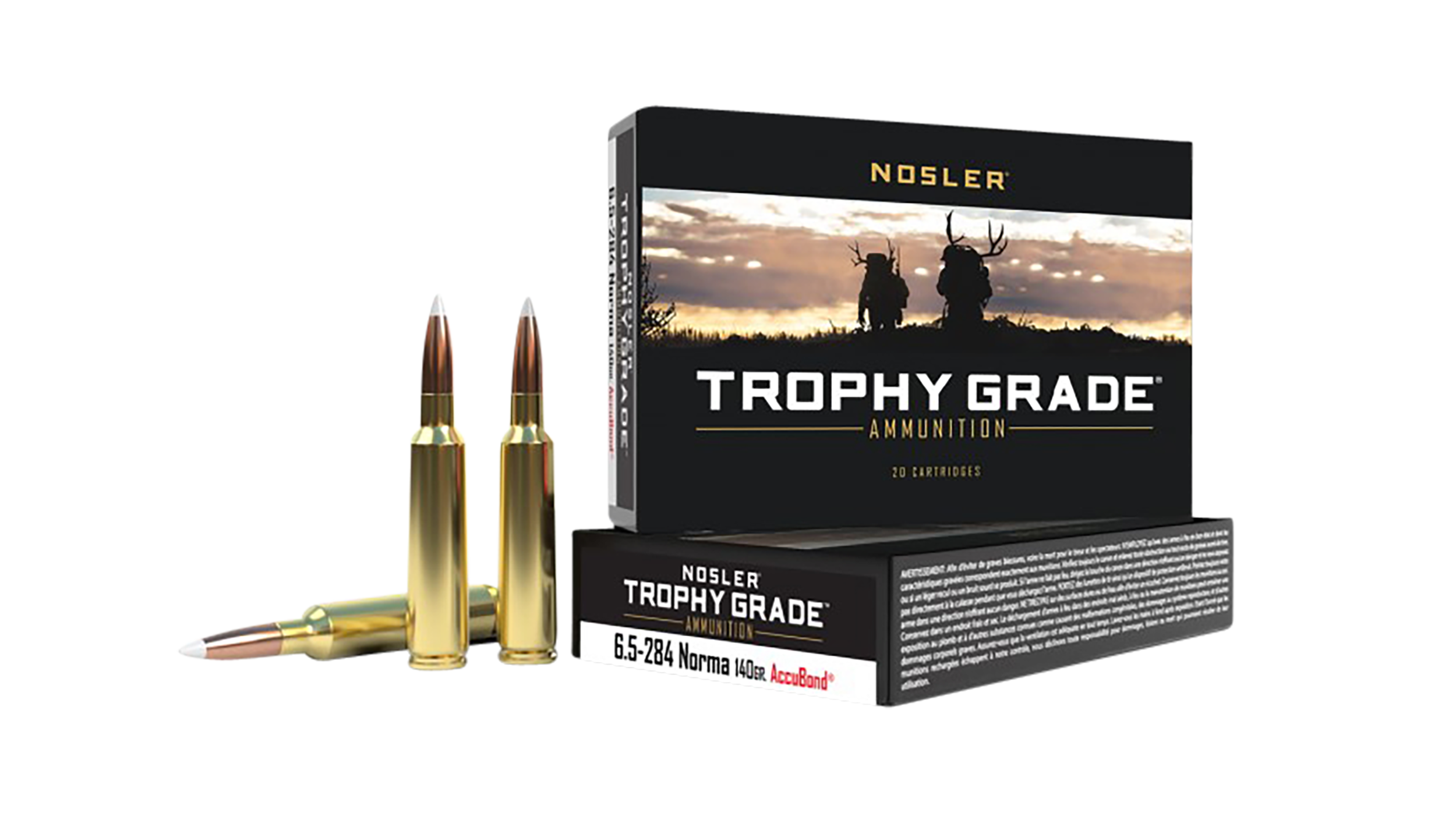 Nosler Trophy Grade Ammunition 6.5mm-284 Norma 140 Grain AccuBond Spitzer 20RD