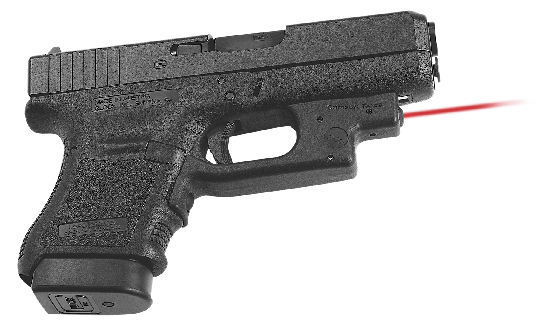 Crimson Trace LG436 LaserguardBlack w/Red Laser 5mW 620-670nM Wavelength Compatible w/Glock 19 Gen5/Glock Gen3-4 Trigger Guard Mount