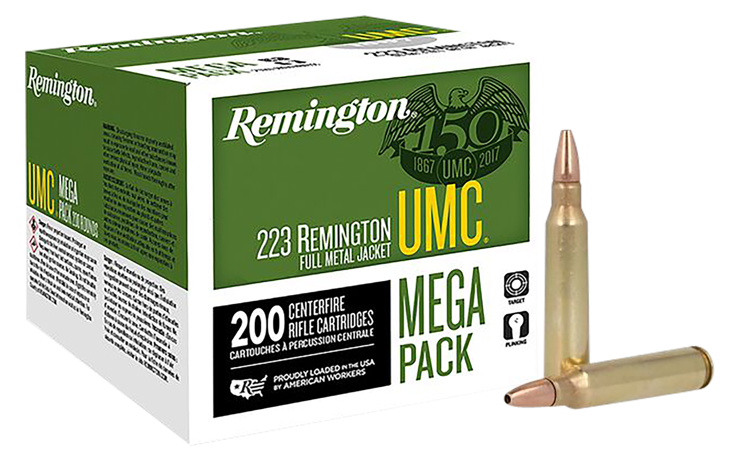 Remington Ammunition 23775 UMC Mega Pack 223 Rem 45 gr Jacketed Hollow Point (JHP) 200 Per Box/ 4 Cs