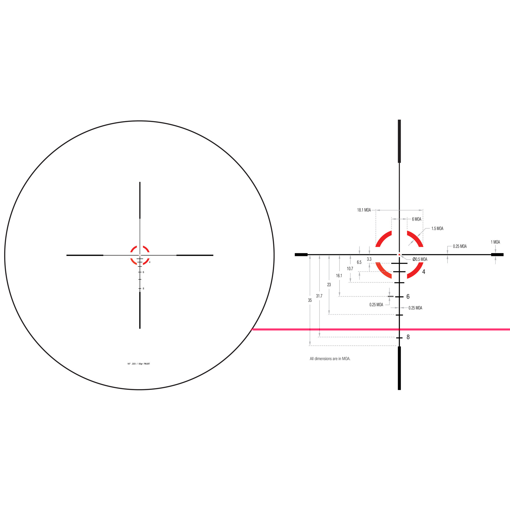 Trijicon 1-6x24 Credo 30mm Rifle Scope Matte Black, BDC Segmented Circle 223 / 55gr (Green)