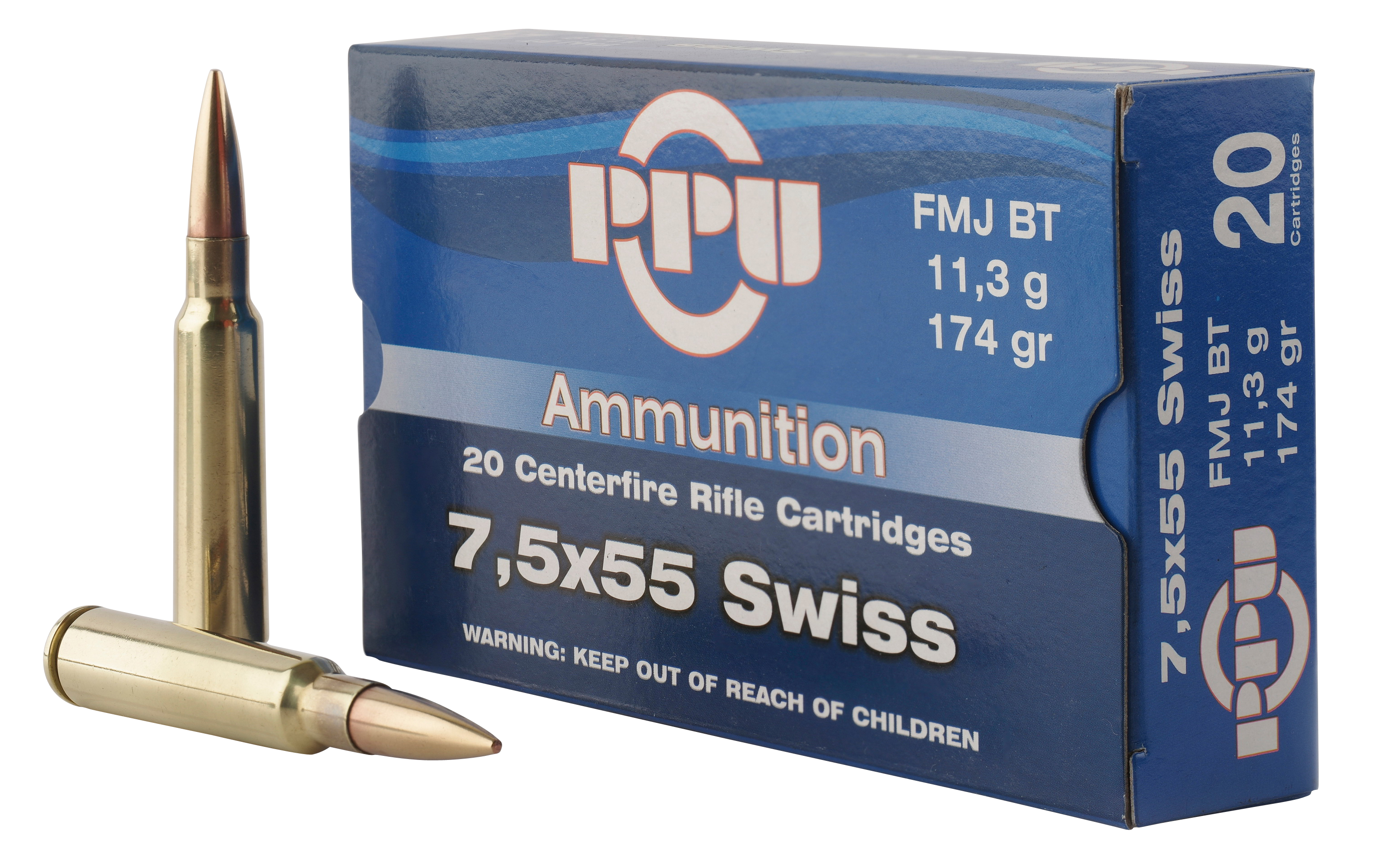 Prvi Partizan Ammunition 7.5mm Schmidt-Rubin (7.5x55mm Swiss) 174 Grain Full Metal Jacket 20RD