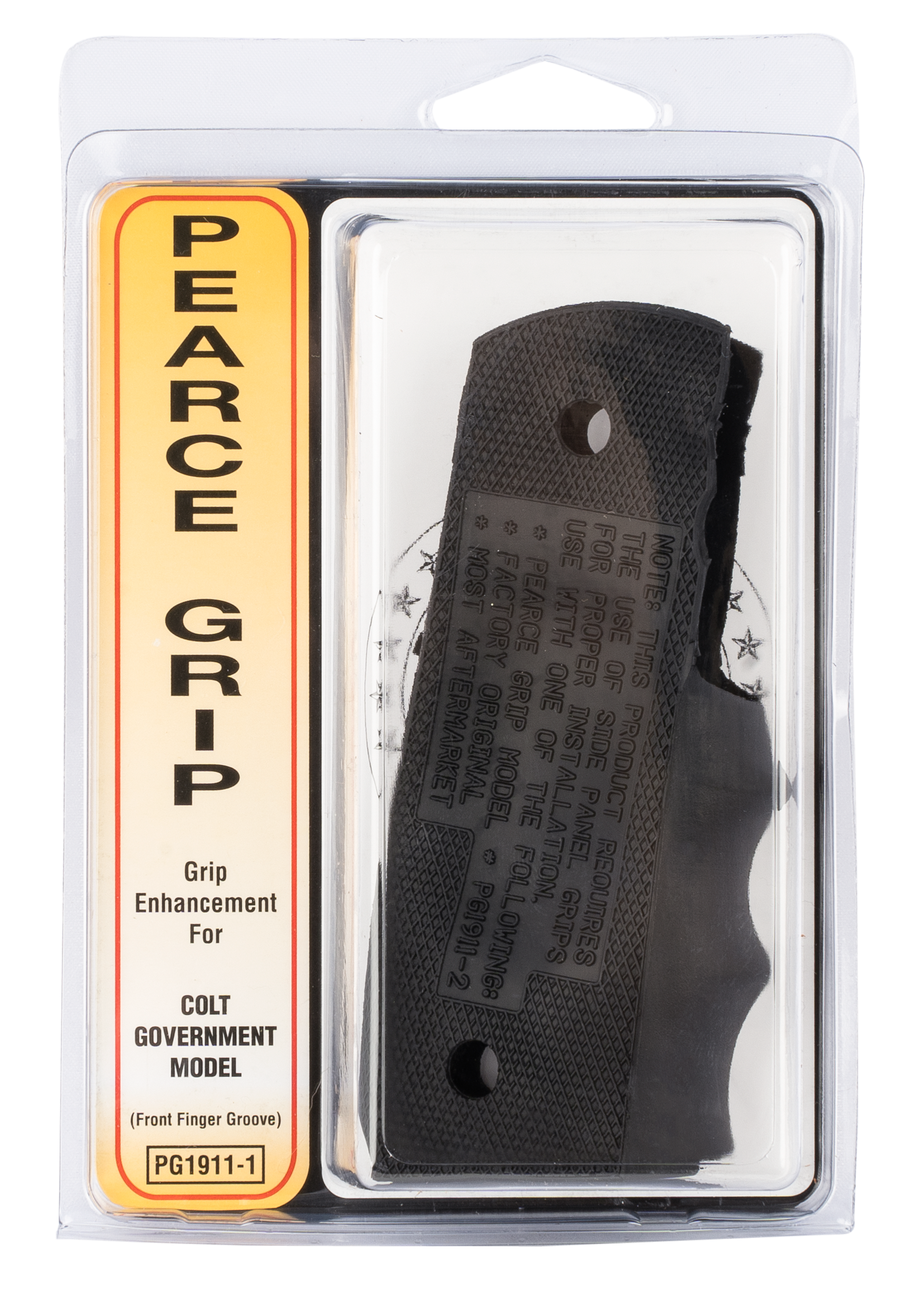 Pearce Grip Rubber Finger Groove Insert Grip 1911 Government, Commander Black