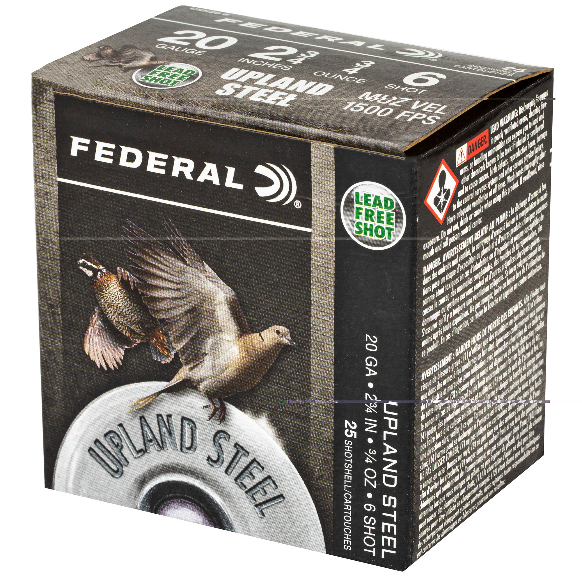 Federal USH206 Upland Field & Range 20 Gauge 2.75" 3/4 oz 1500 fps 6 Shot 25ea