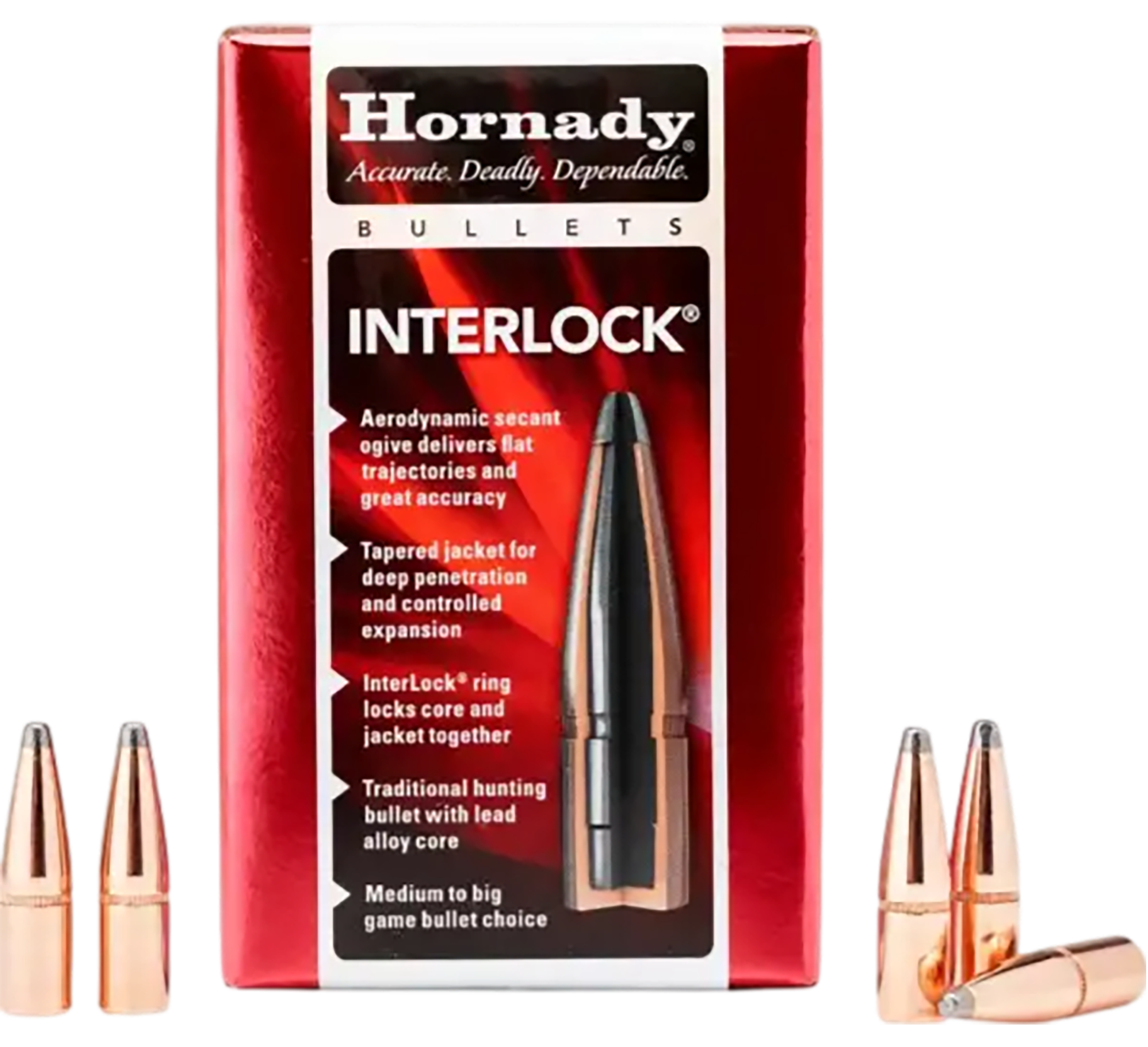 Hornady InterLock Bullets 35 Caliber (358 Diameter) 200 Grain Spire Point Box of 100