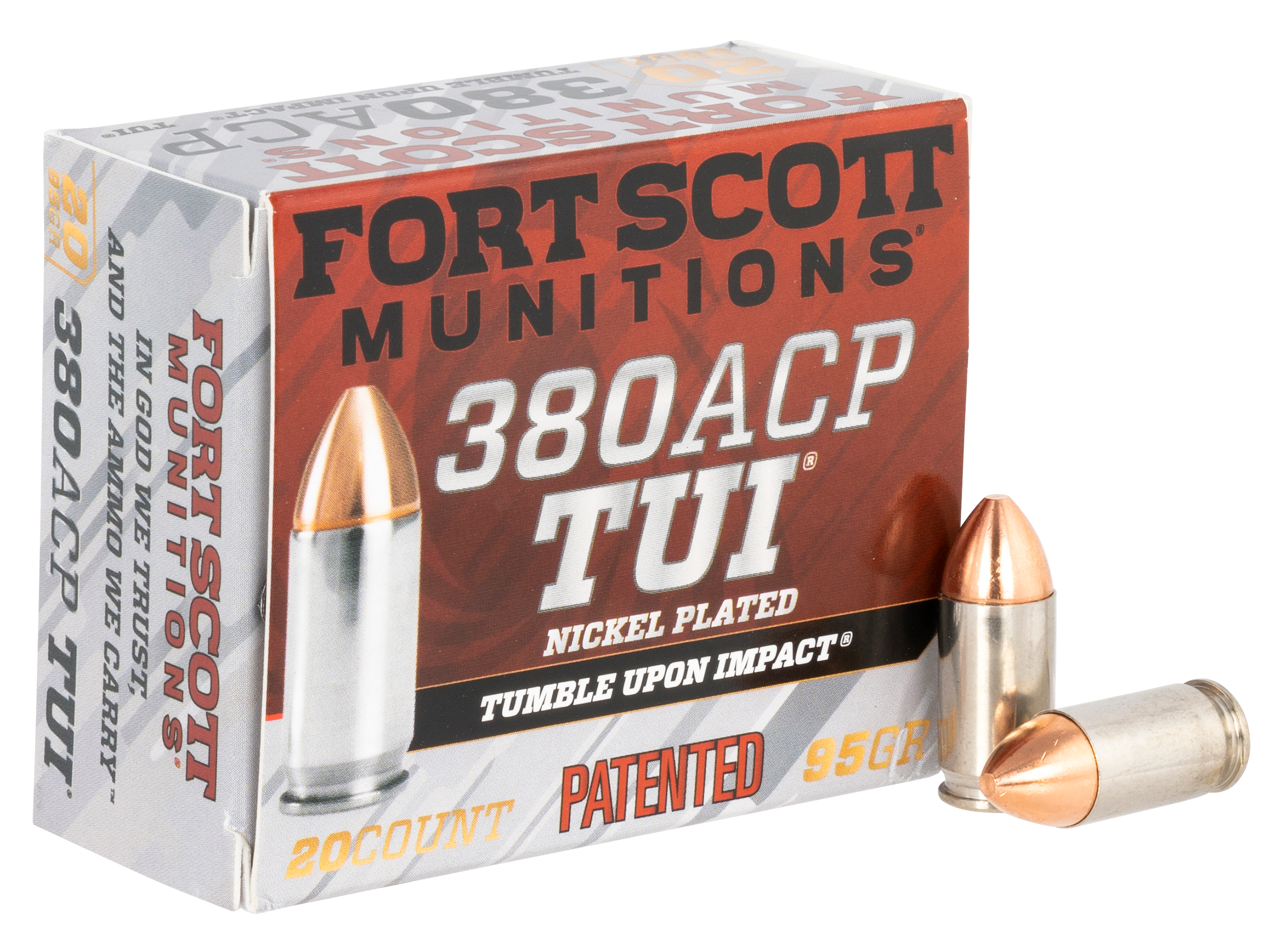 Fort Scott Munitions 380095SCV Tumble Upon Impact (TUI) Self Defense 380 ACP 95 gr Solid Copper Spun (SCS) 20rd Bx