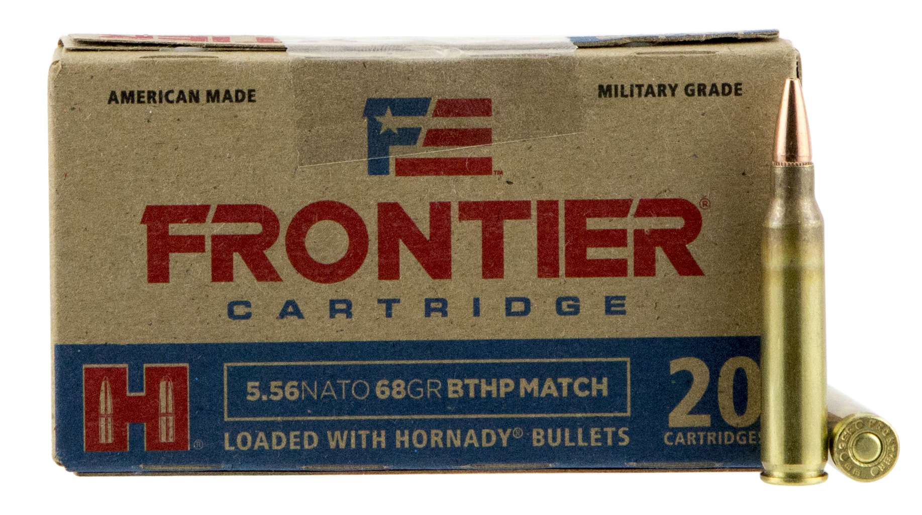 Frontier Cartridge Military Grade Ammunition 5.56x45mm NATO 68 Grain Hornady Hollow Point Boat Tail Match