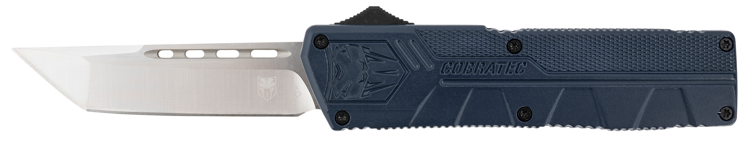 CobraTec Knives NYCTLWTNS Lightweight3.25" OTF Tanto Plain D2 Steel Blade/NYPD Blue Aluminum Handle Includes Pocket Clip