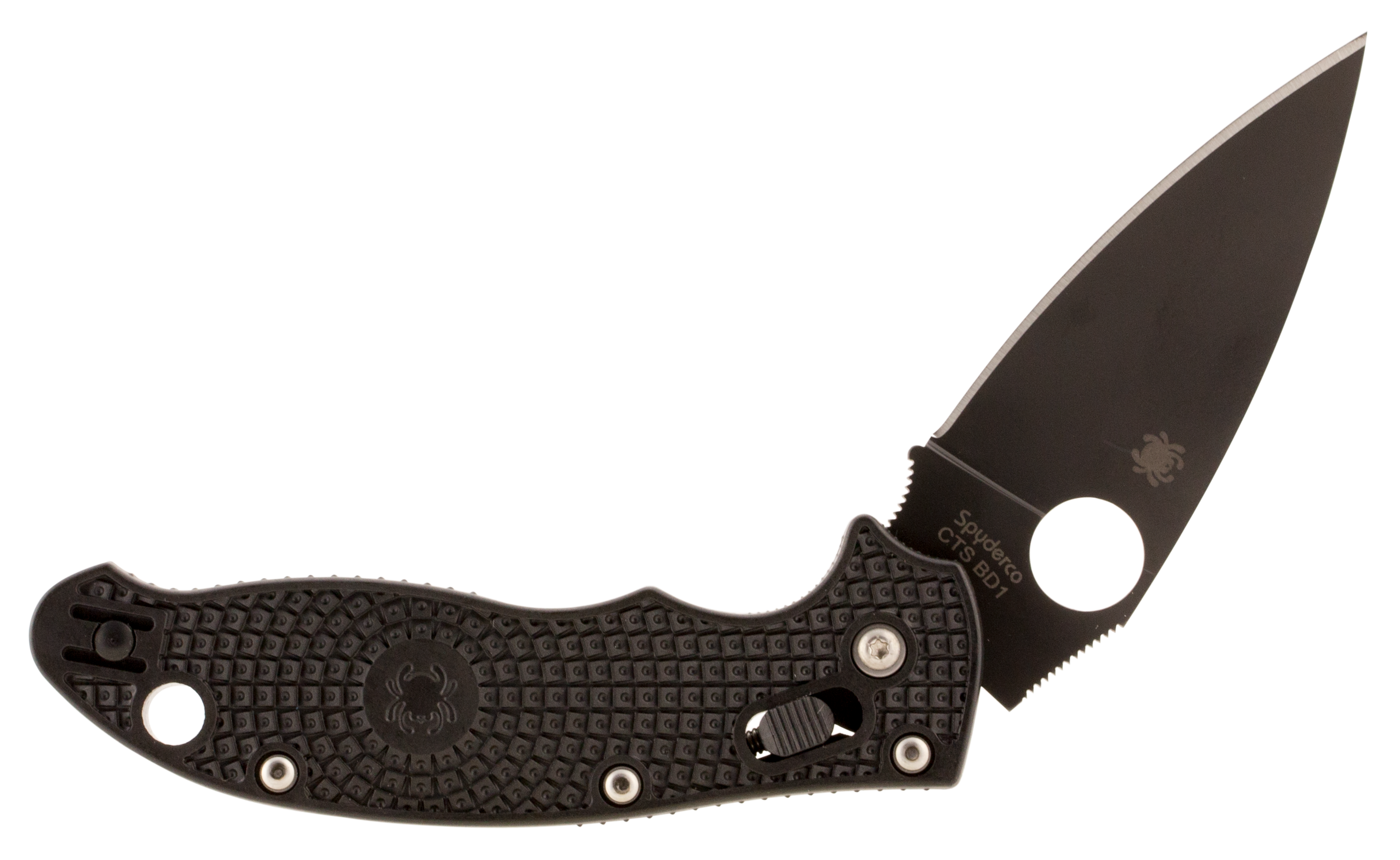 Spyderco C101PBBK2 Manix 2 Lightweight 3.37" Folding Drop Point Plain Black DLC BD1 Steel Blade Black FRCP Handle Includes Pocket Clip