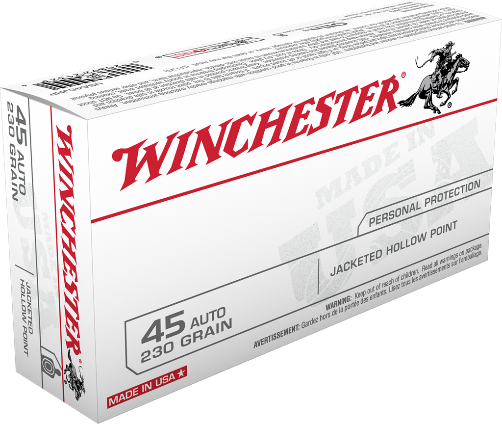Winchester Defense Ammunition 45 ACP 230 Grain Jacketed Hollow Point Box of 50