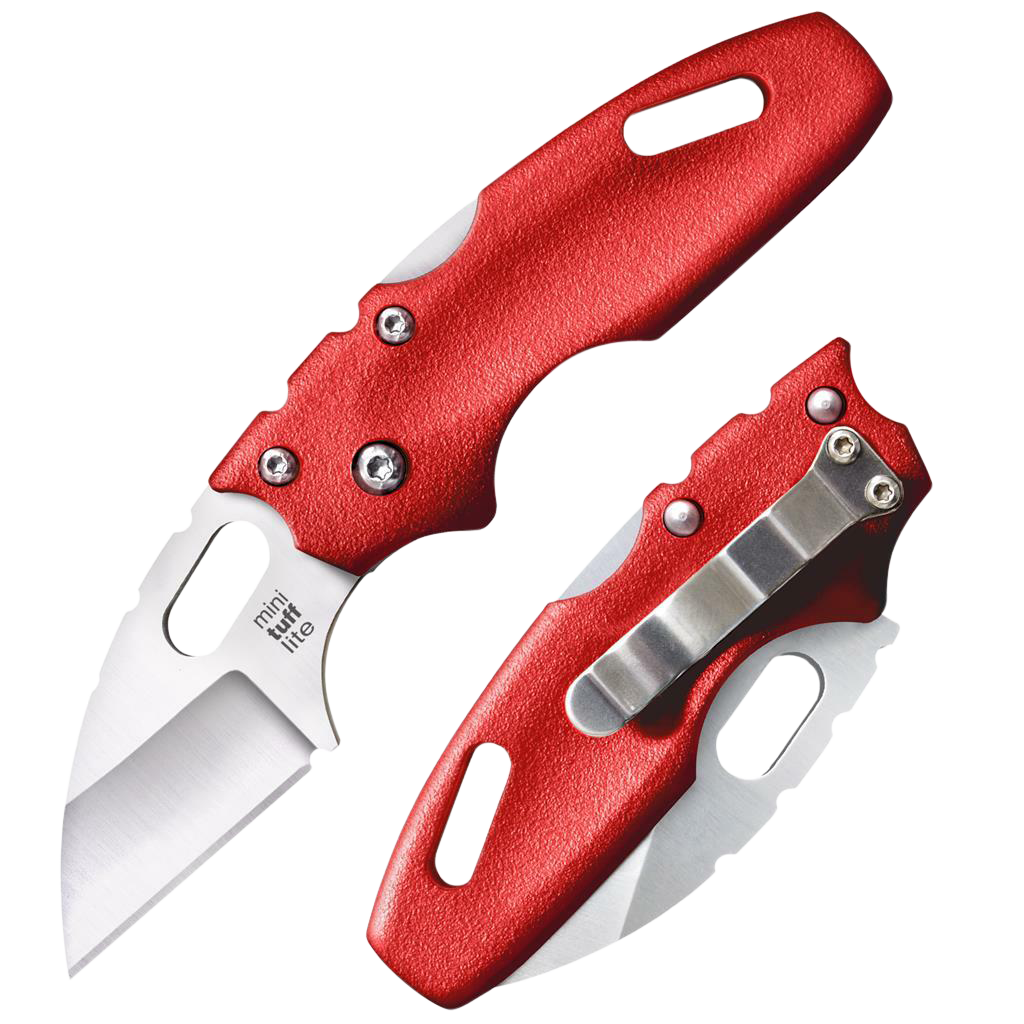 Cold Steel CS20MTR Tuff Lite Mini 2" Folding Sheepsfoot Plain 4034 Stainless Steel Blade/ Red Griv-Ex Handle Includes Pocket Clip