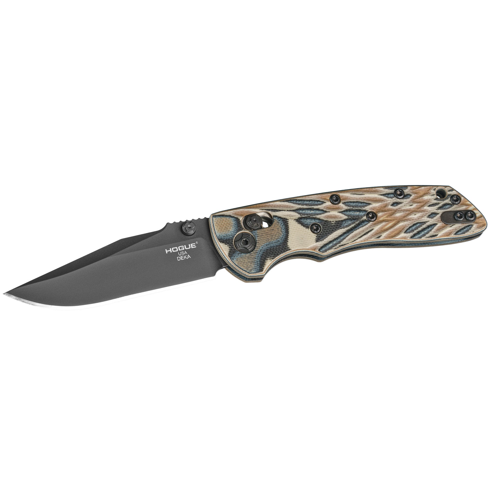 Hogue Deka Knife 3.25" Black Cerakote Clip Point Blade, Dark Earth G10 Handle