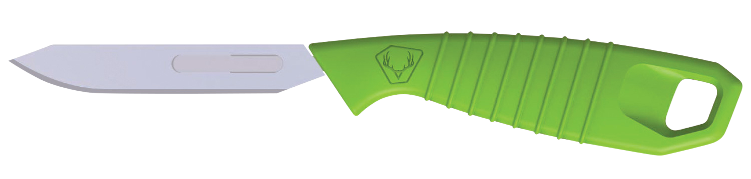 HME HMEKNPRBBM Super Lite Replace a Blade Tanto Plain Stainless Steel Blade/Green TPR Handle Includes 5 Replacement Blades/Sheath
