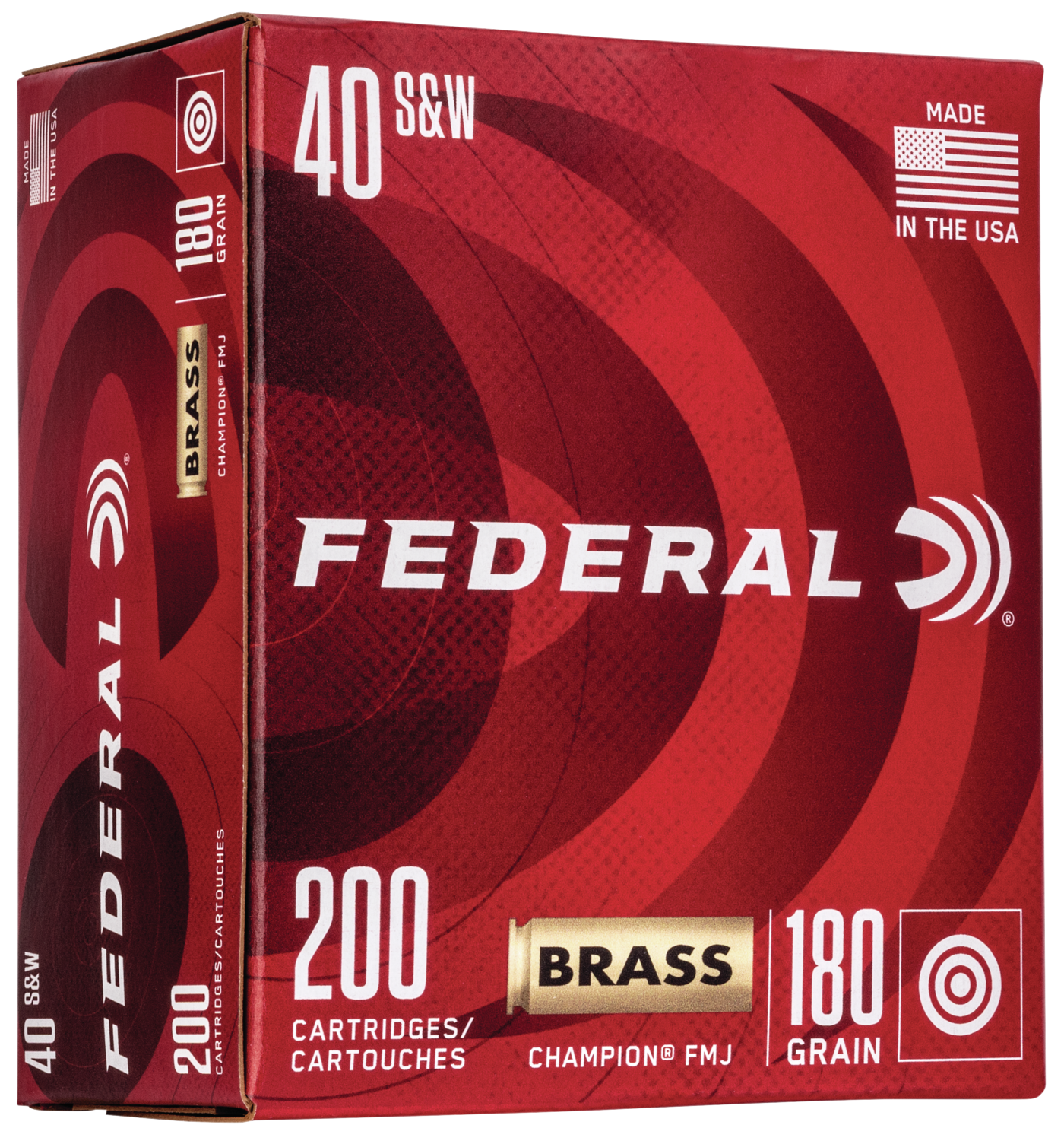 Federal WM52232 Champion Training 40 S&W 180 gr FMJ200 Per Box/ 5 Cs