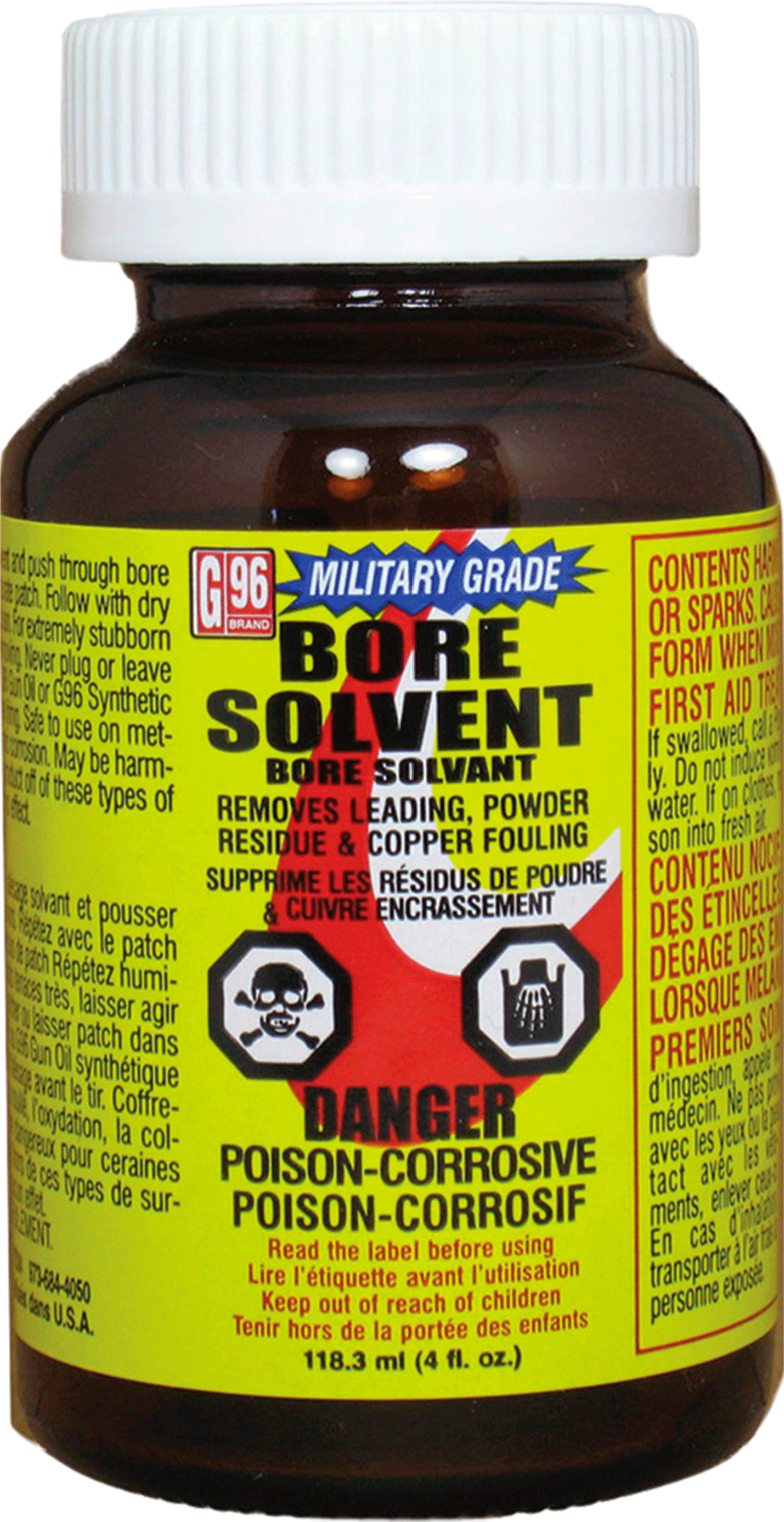 G96 1108 Military Grade Bore Solvent Removes Powder, Lead, Plastic Fouling 4 oz Jar