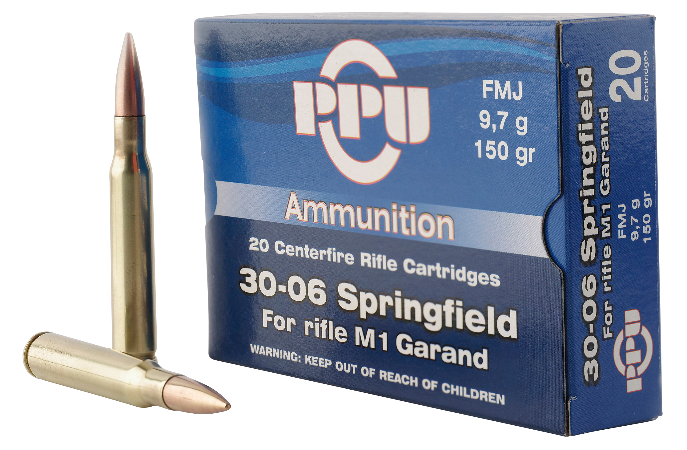 PPU PP3006G Standard Rifle Rifle 30-06 Springfield 150 gr FMJ20 Per Box/ 10 Cs