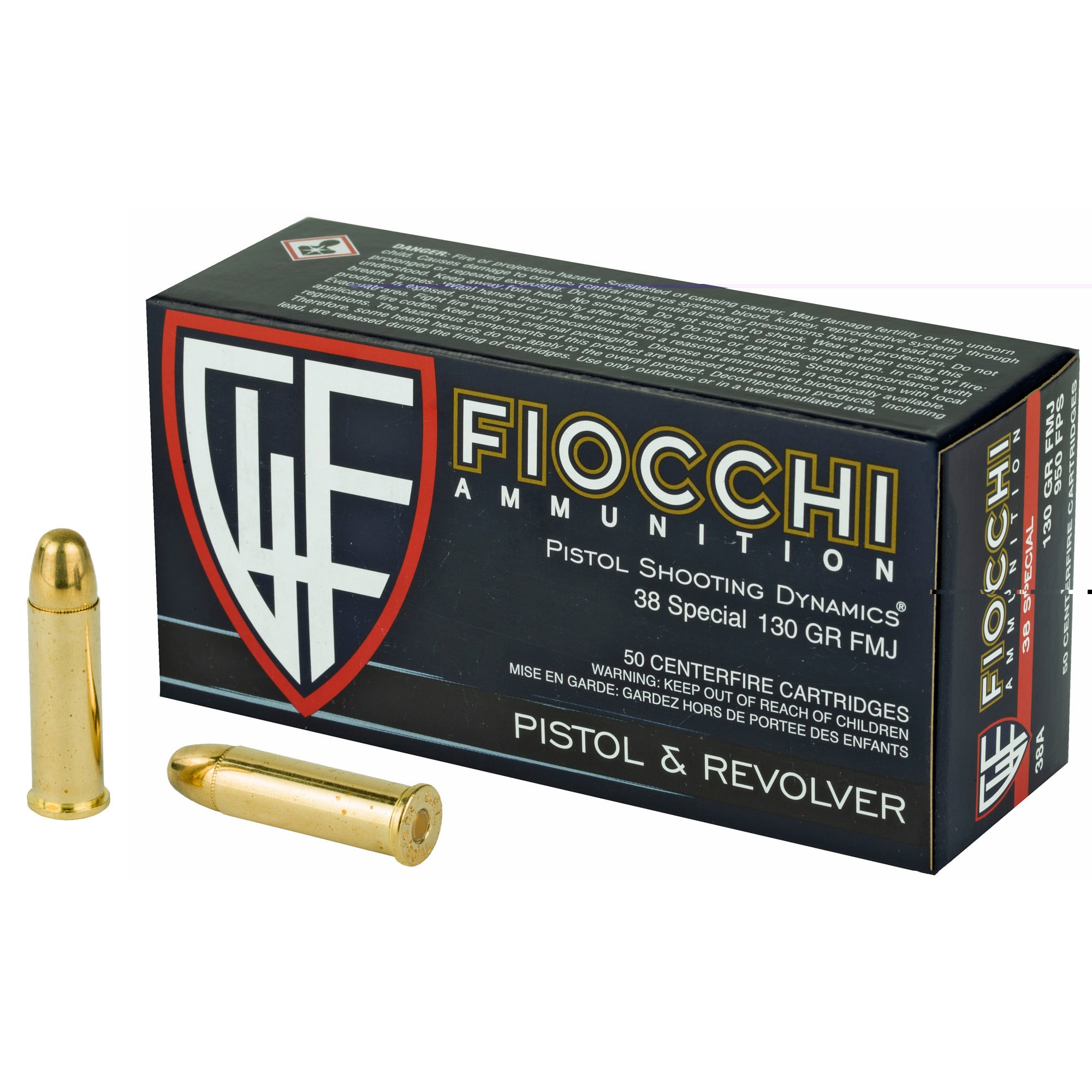 Fiocchi Range Dynamics Ammunition 38 Special 130 Grain Full Metal Jacket Box of 50