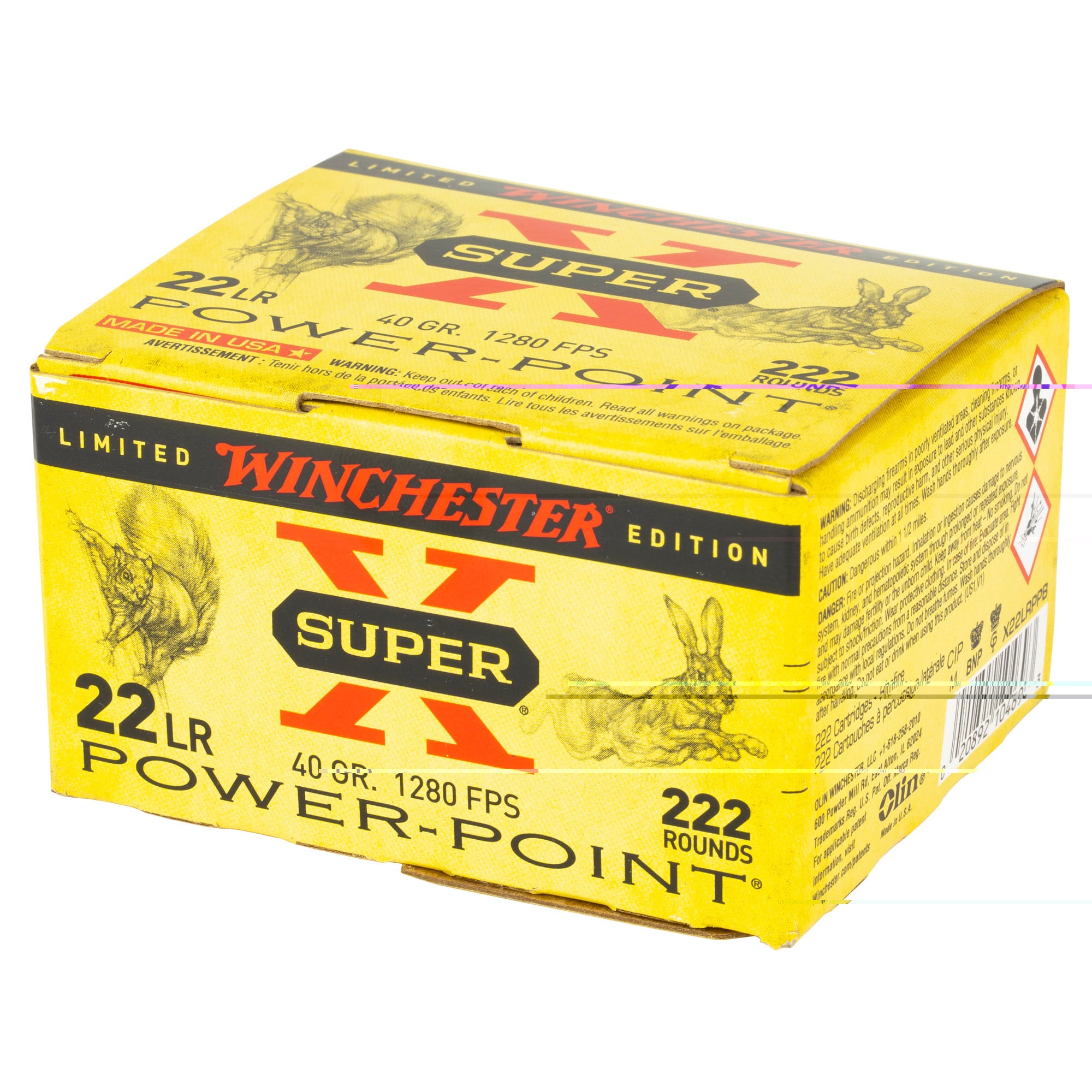 Winchester Super-X High Velocity Ammunition 22 Long Rifle 40 Grain Power-Point Plated Lead Hollow Point