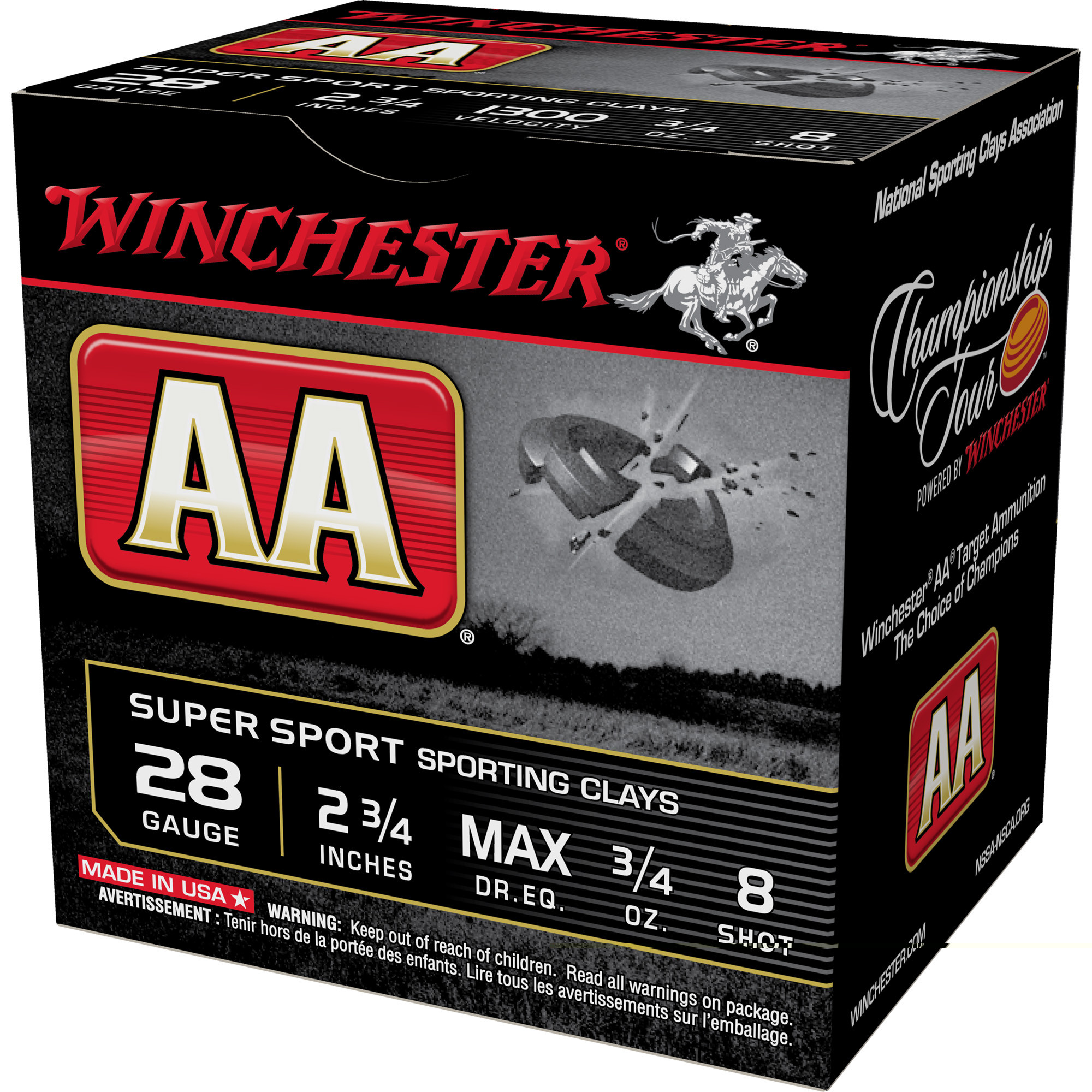 Winchester Ammo AASC288 AA Sporting Clay 28 Gauge 2.75" 3/4 oz 1300 fps 8 Shot 25ea